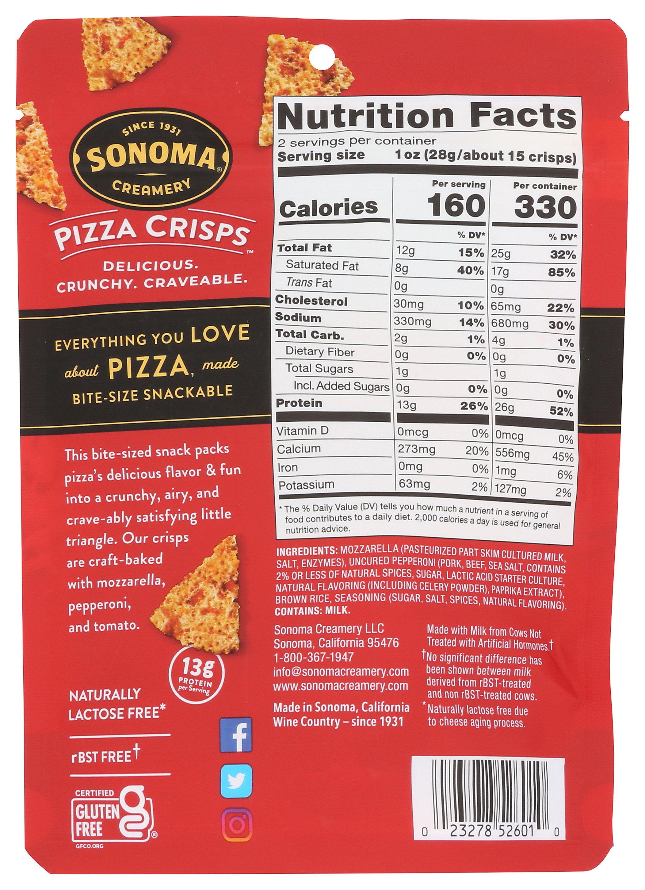 SONOMA CREAMERY CRISPS PIZZA PEPPERONI - Case of 6