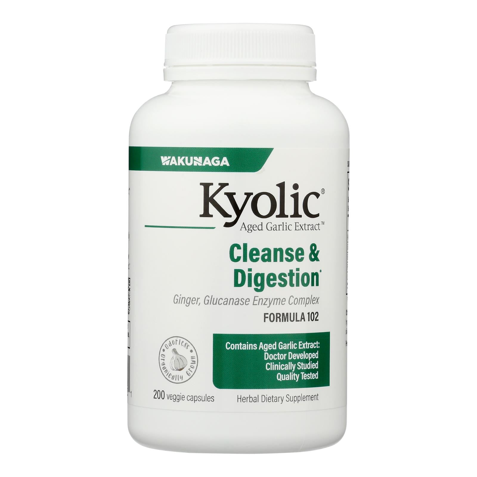 Kyolic - Aged Garlic Extract Candida Cleanse And Digestion Formula102 - 200 Vegetarian Capsules