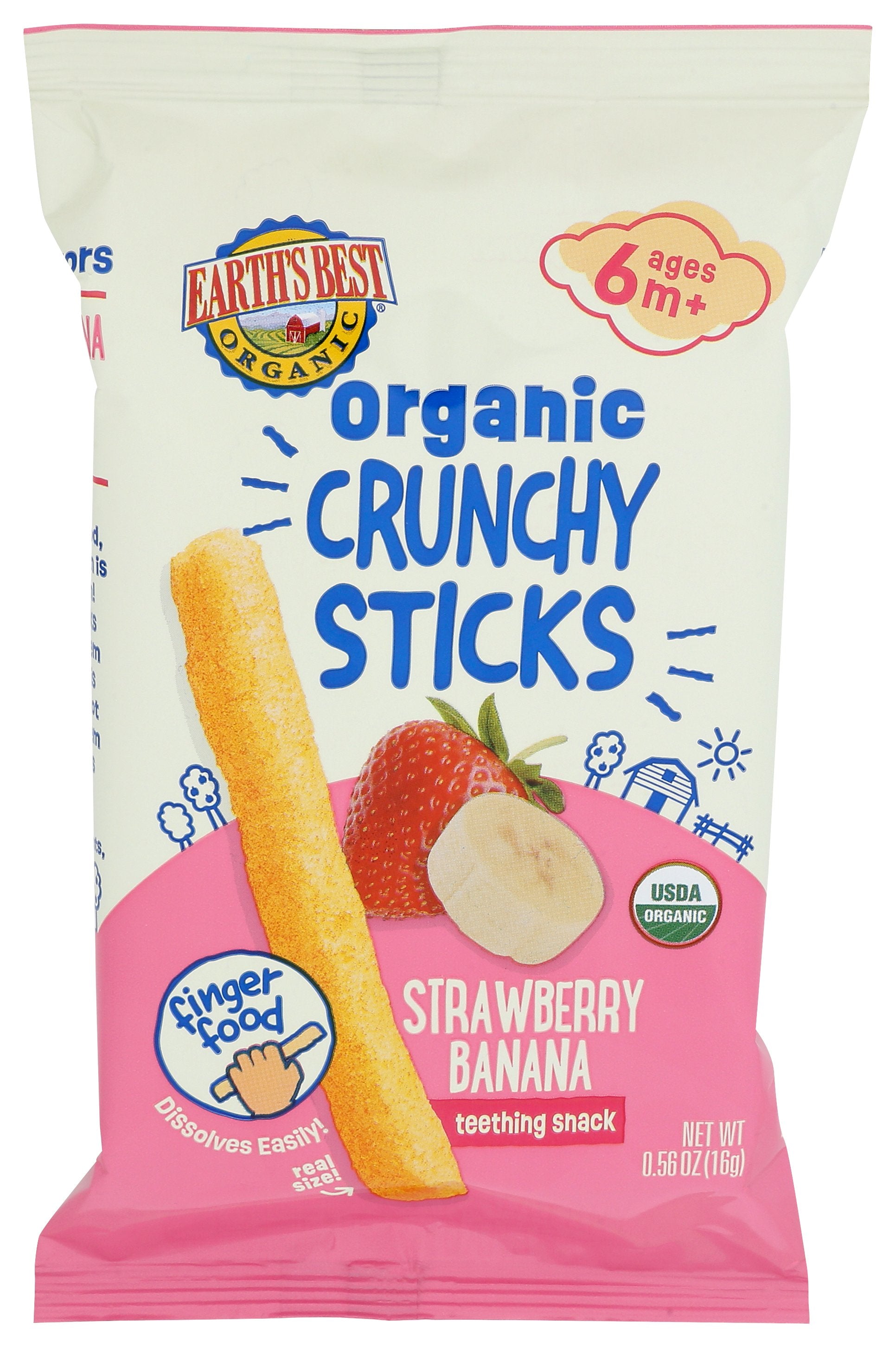 EARTHS BEST STICKS CRUNCHY STRW BNNA - Case of 5
