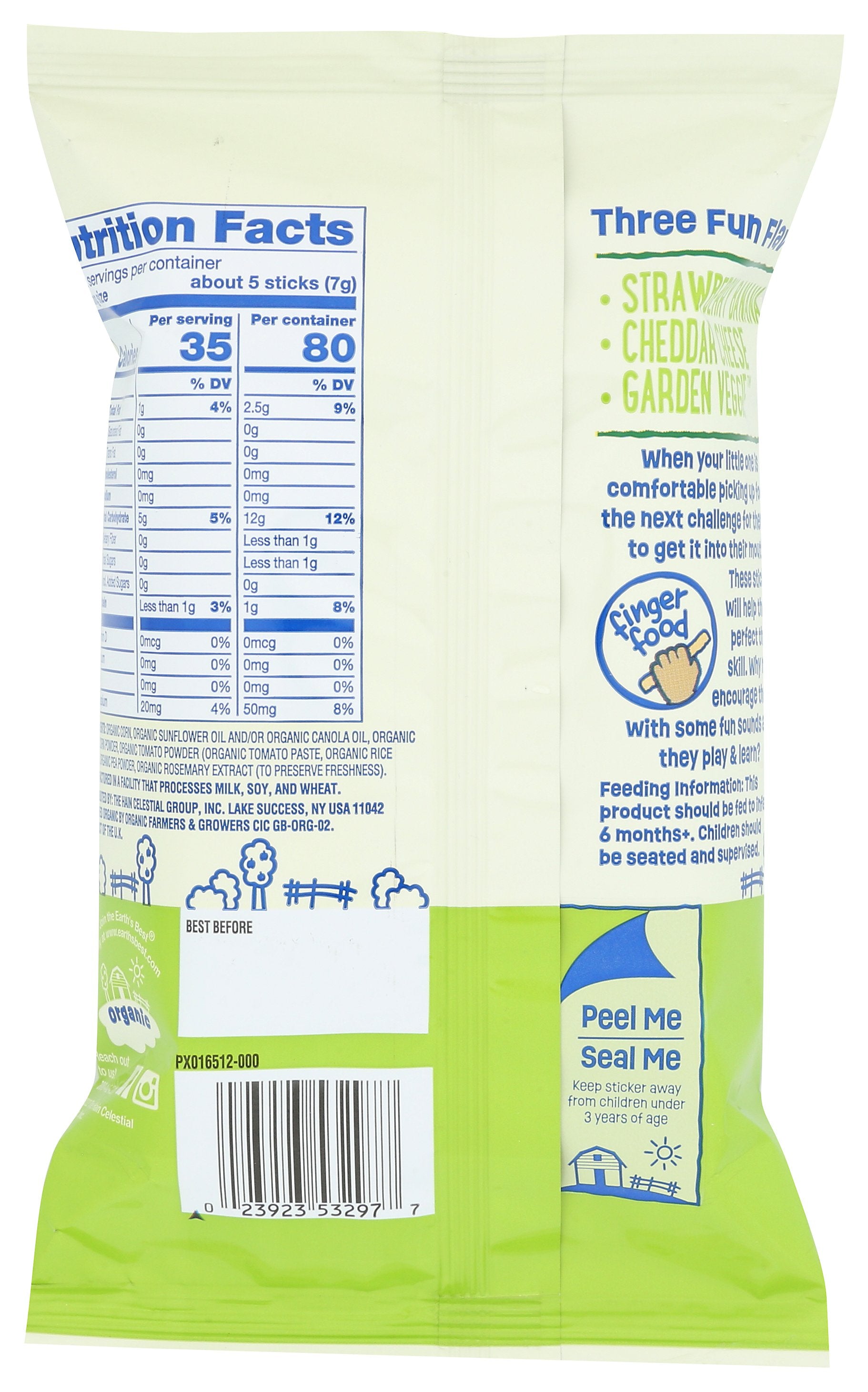 EARTHS BEST STICKS CRUNCHY GRDN VEGG - Case of 5