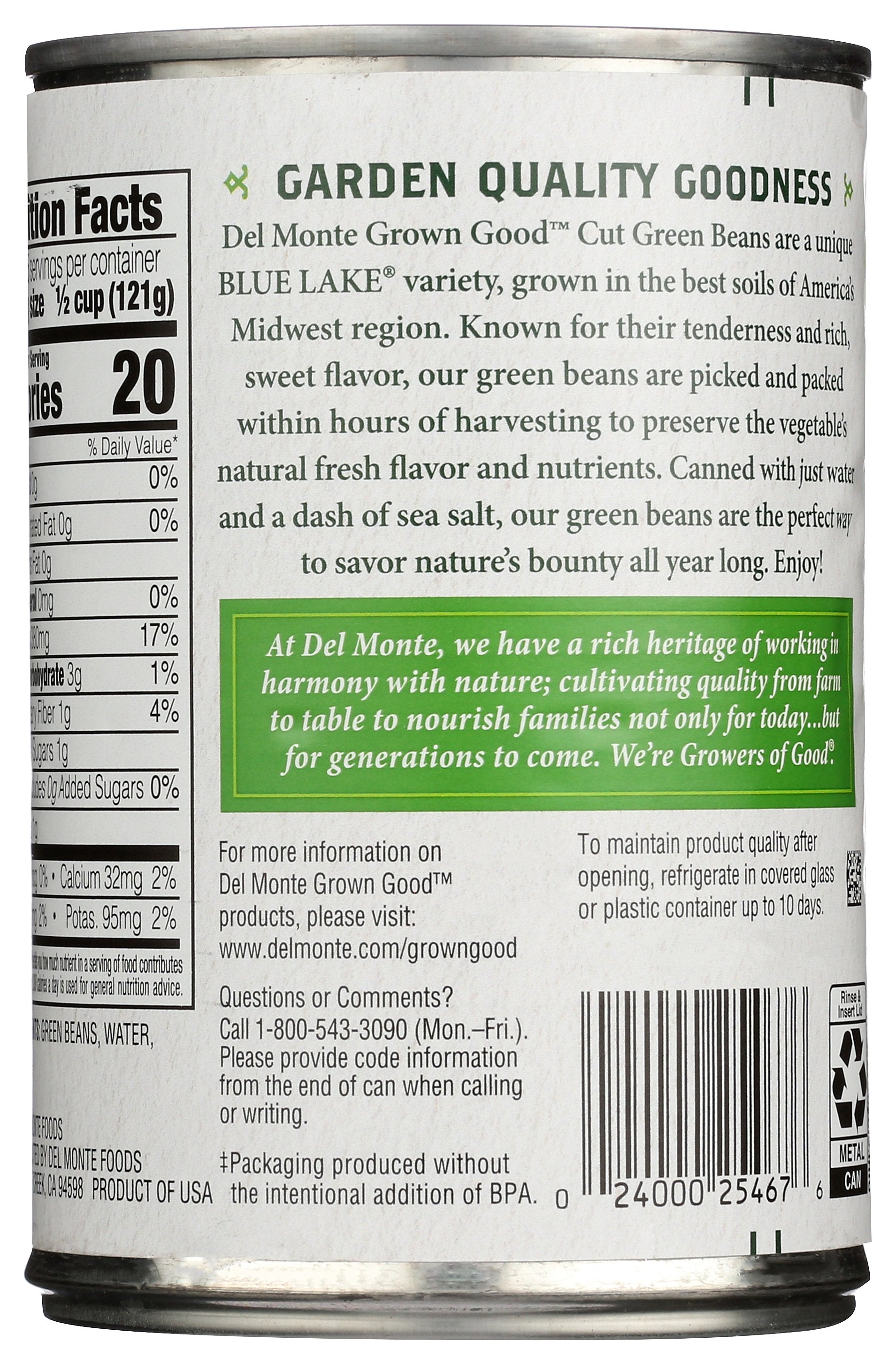 DEL MONTE BEANS GREEN CUT - Case of 12