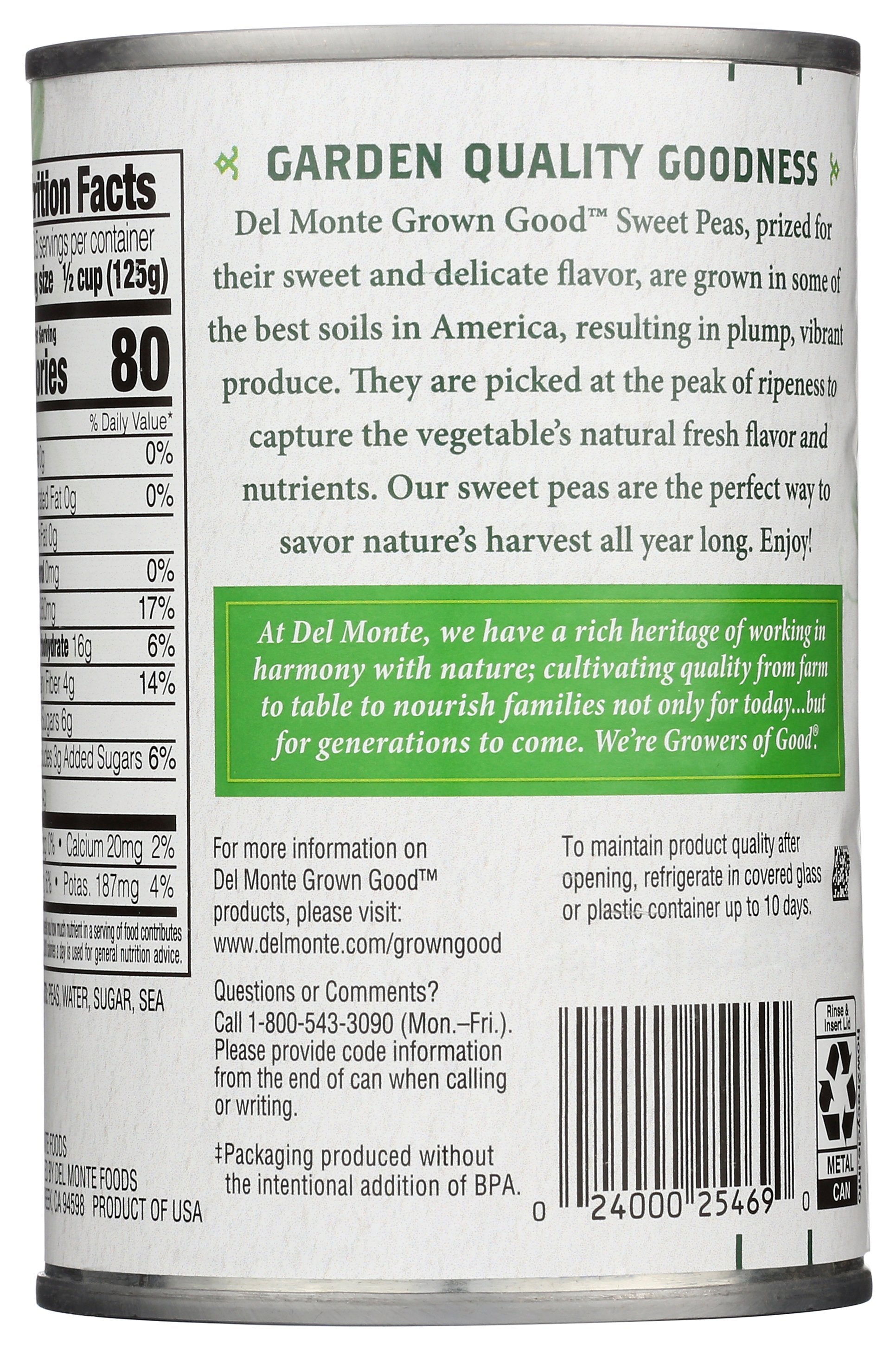 DEL MONTE PEAS SWEET - Case of 12