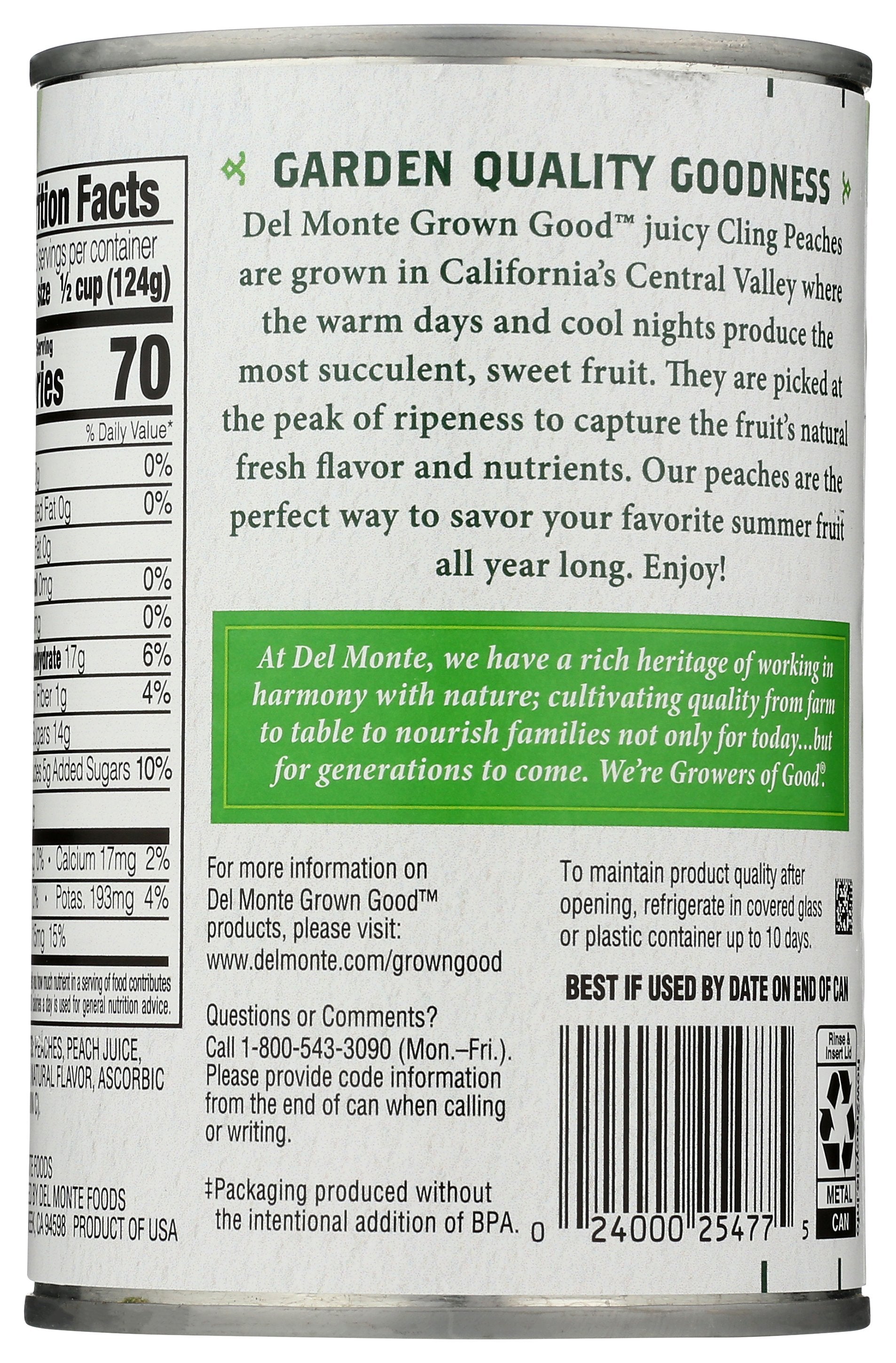 DEL MONTE PEACHES SLICED IN JUICE - Case of 12