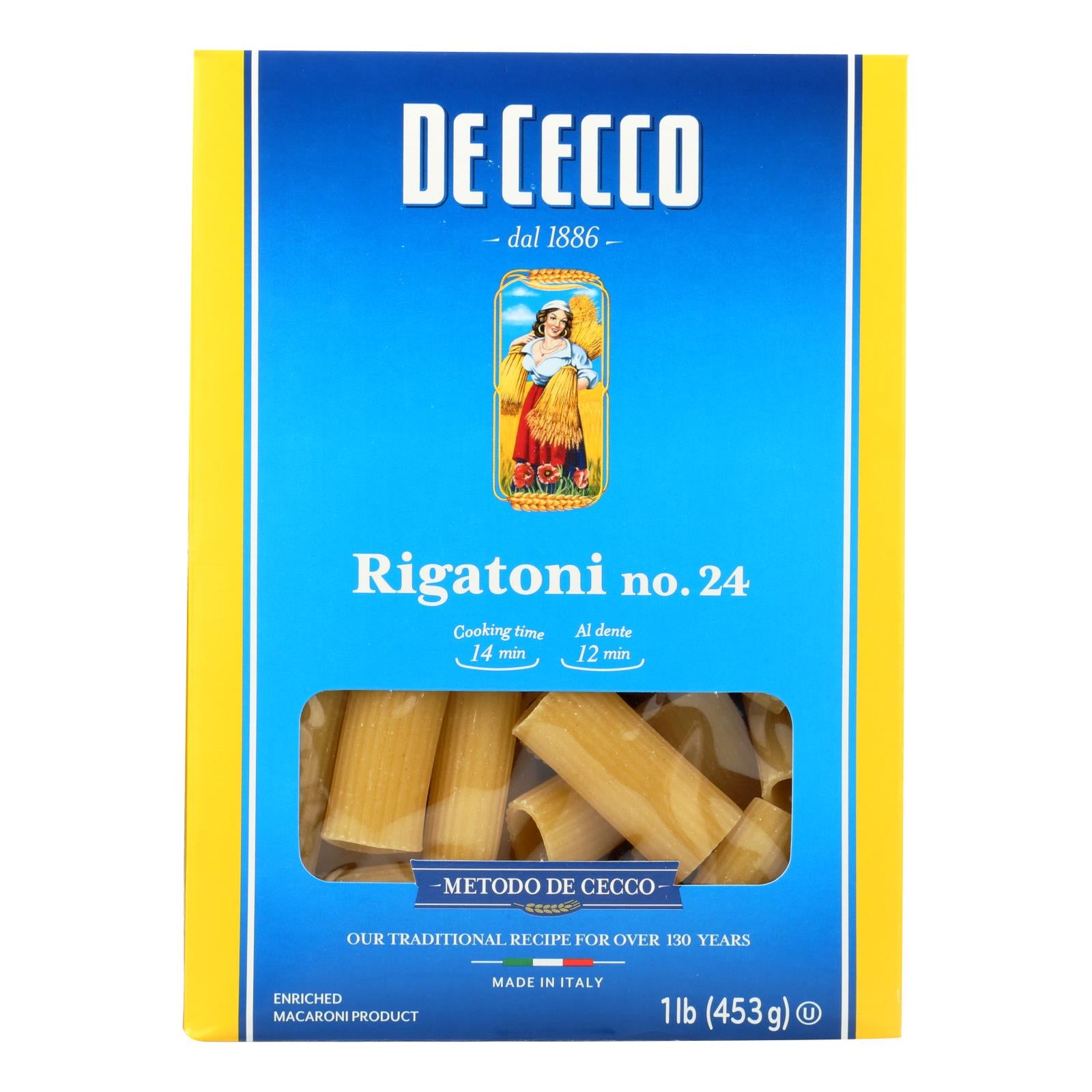 De Cecco Pasta - Pasta - Rigatoni - Case Of 12 - 16 Oz