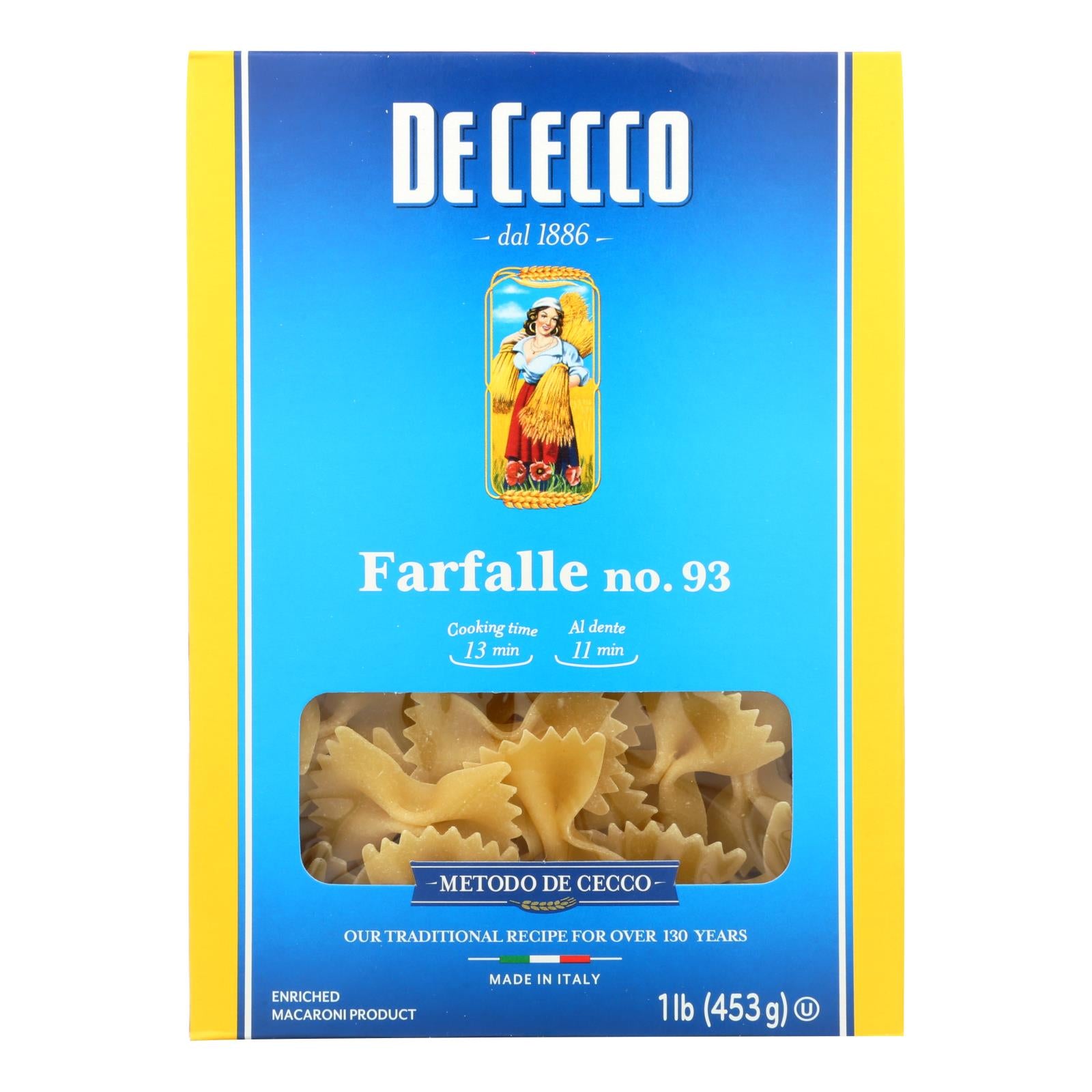 De Cecco Pasta - Pasta - Farfalle - Bowties - Case Of 12 - 16 Oz