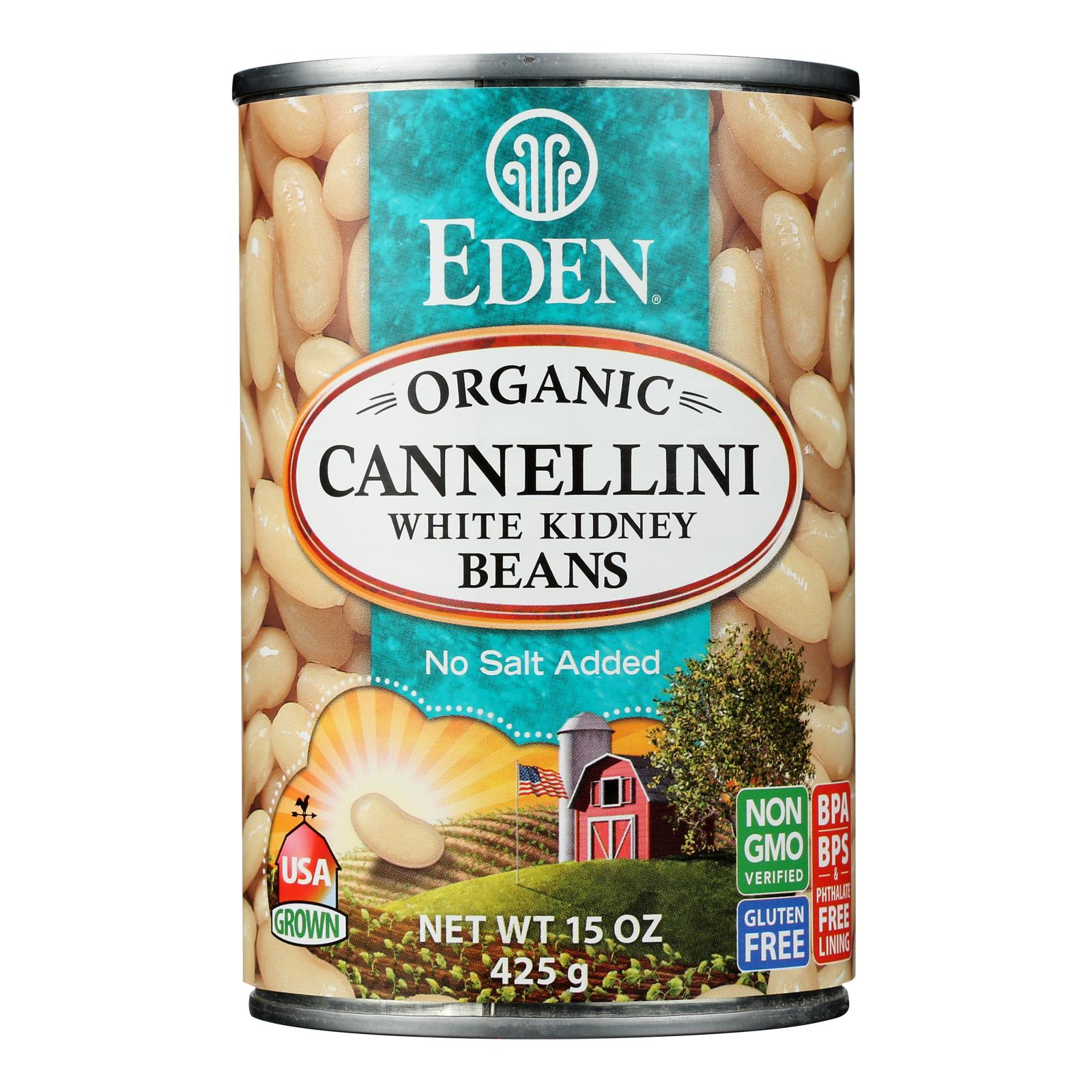 Eden Foods Organic Cannellini White Kidney Beans - Case of 12 - 15 oz.