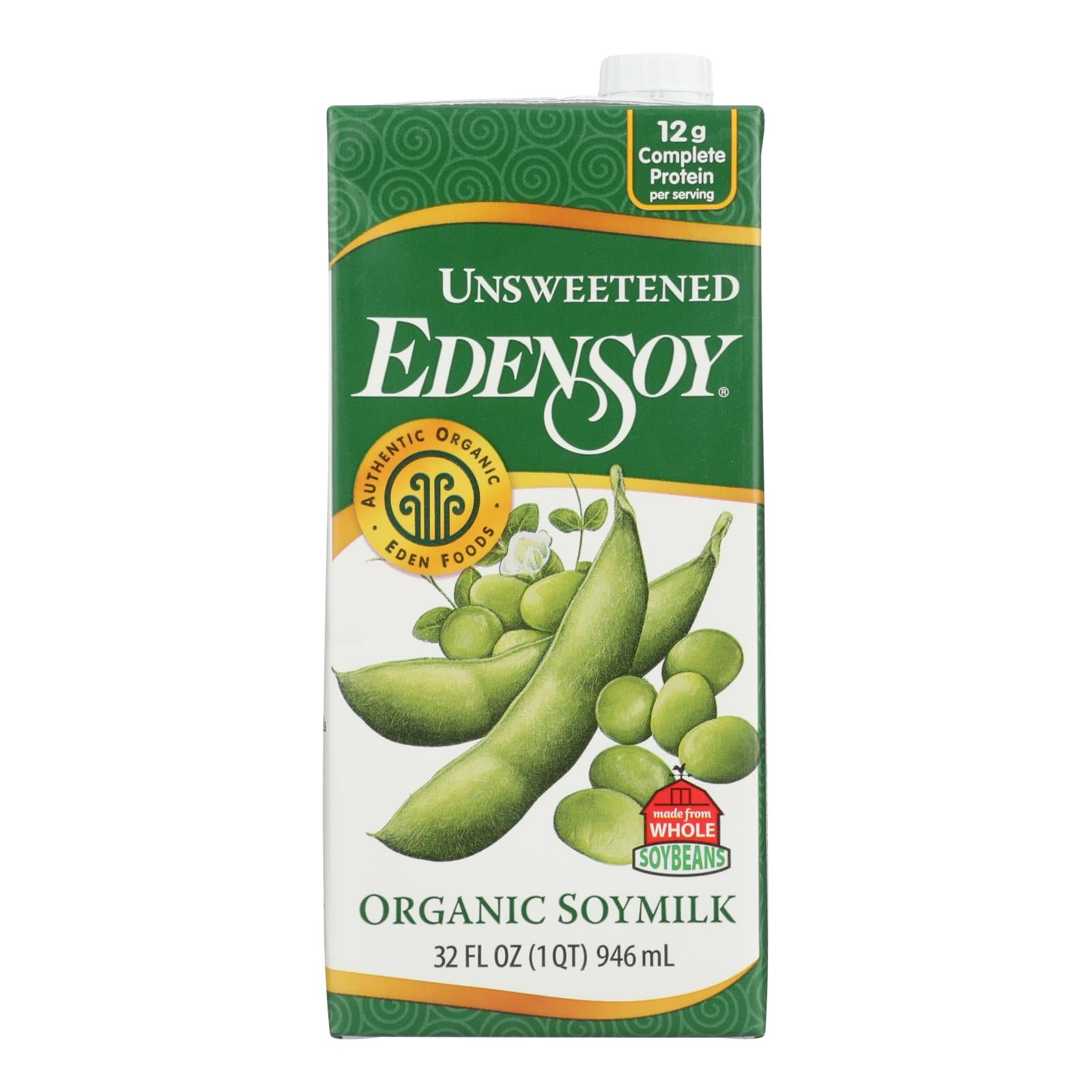 Eden Foods Organic Unsweetened Soymilk - Case Of 12 - 32 Fl Oz.