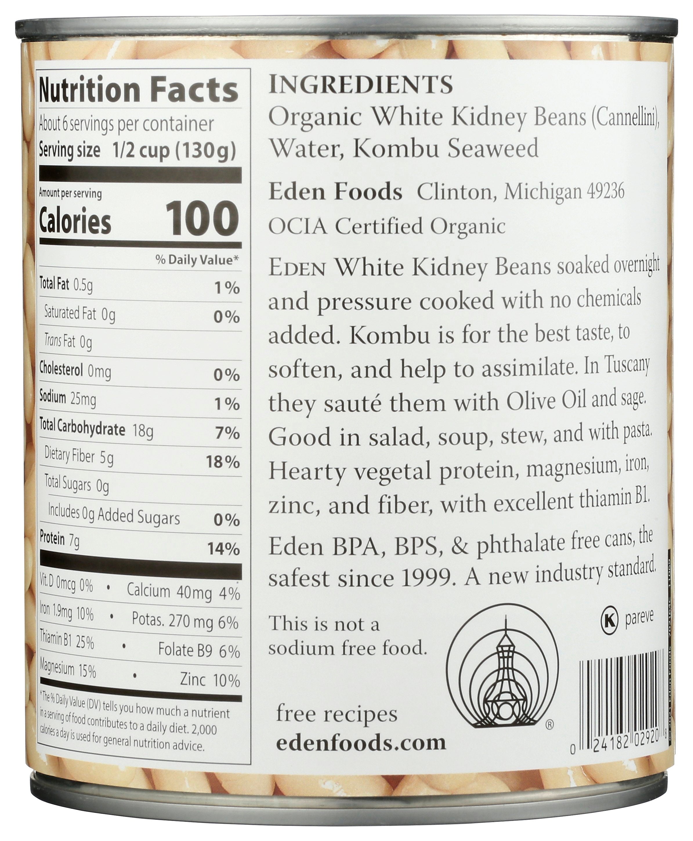 EDEN FOODS BEAN CAN CANNELLINI ORG - Case of 12