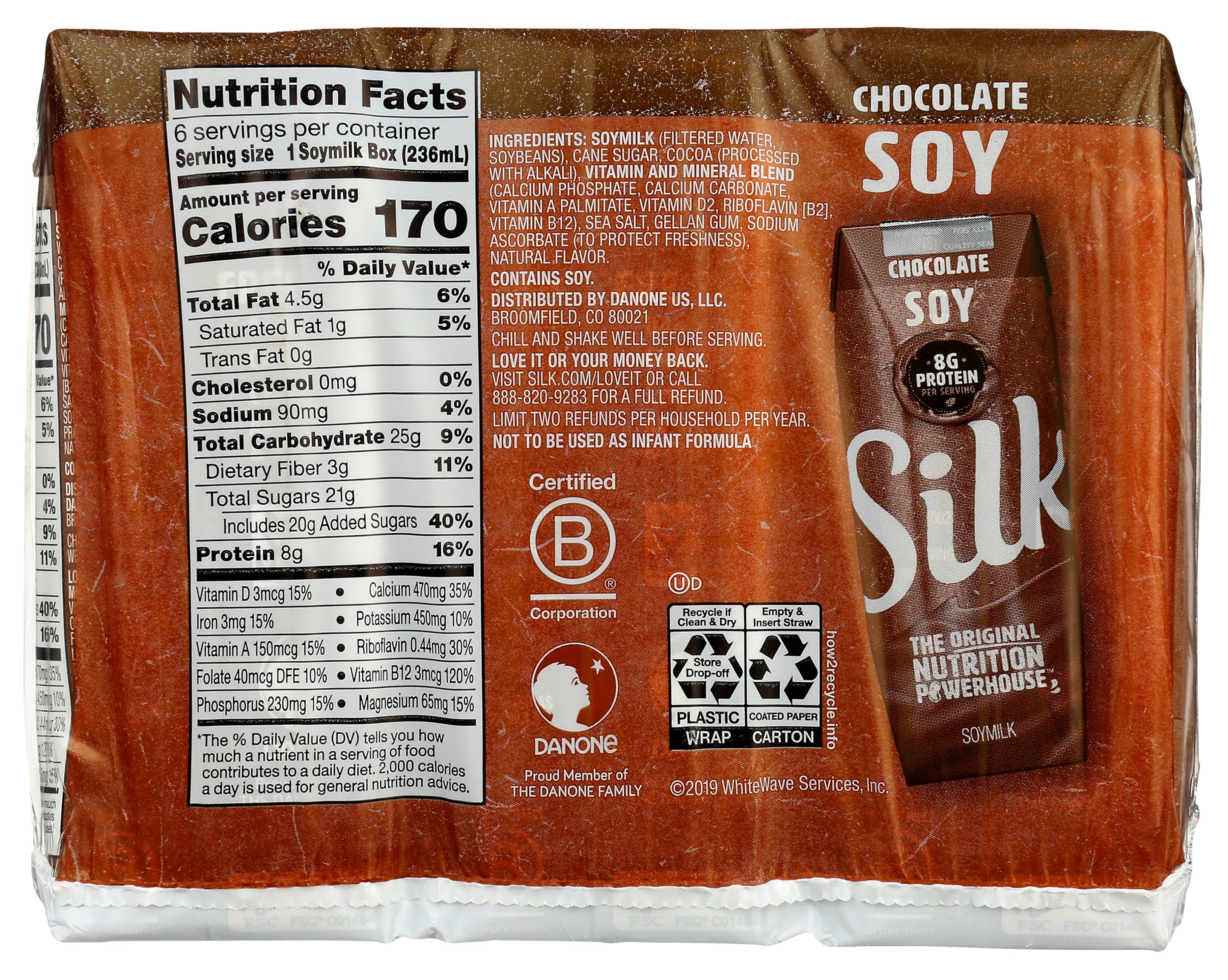 SILK SOYMILK 6PK CHOC - Case of 3