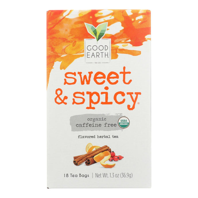 Good Earth Herbal Tea - Organic Sweet And Spicy Caffeine Free - Case Of 6 - 18 Bags