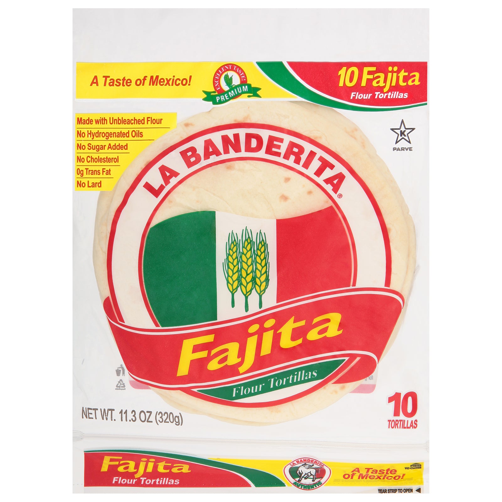 La Banderita Fajita Flour Tortillas - Case of 12 - 11.3 OZ