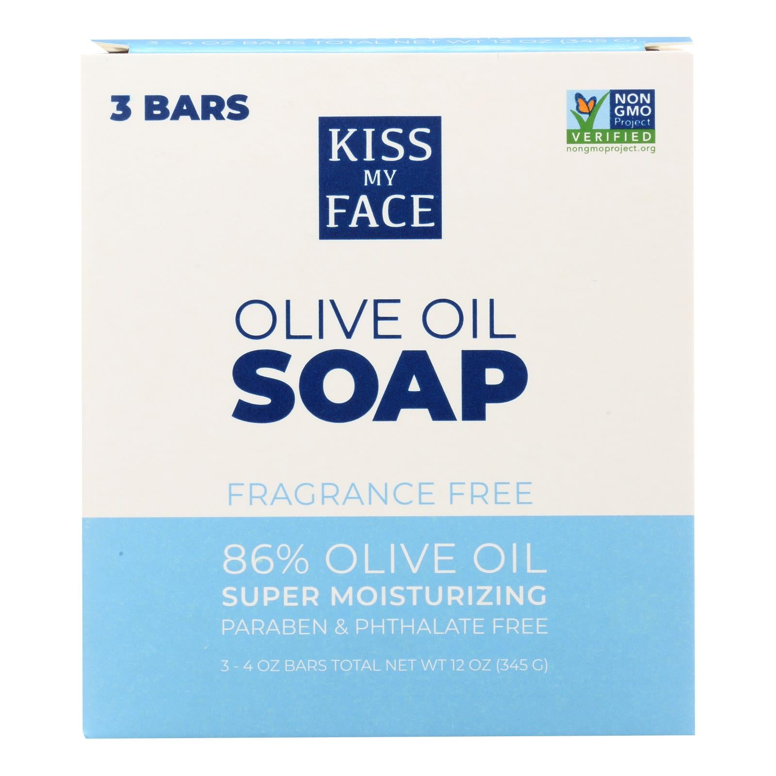 Kiss My Face Pure Olive Oil Moisturizing Soap - Pack of 3 - 4 oz