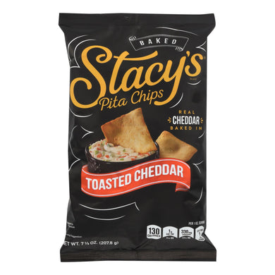 Stacy's Pita Chips - Toasted Cheddar - Case Of 12 - 7.33 Oz.
