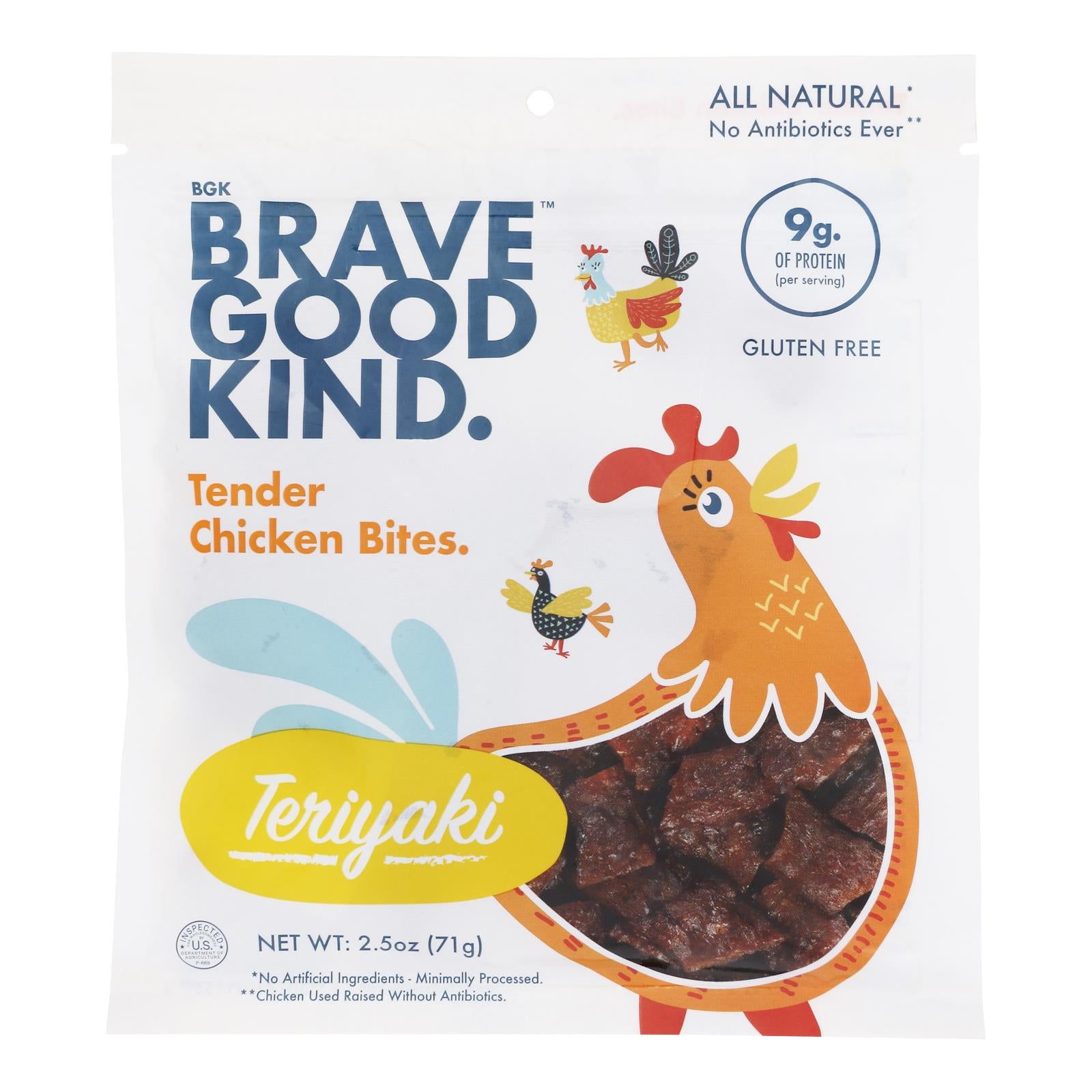 Brave Good Kind - Chicken Bites Tender Teri - Case of 10-2.5 OZ