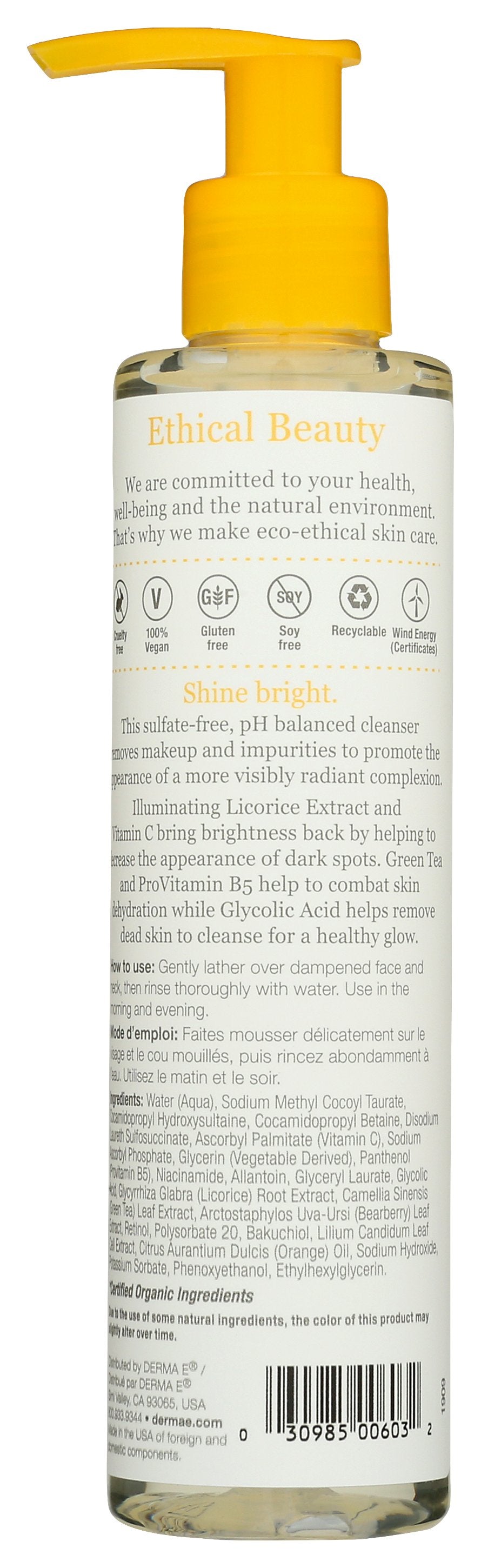 DERMA E CLEANSER BRIGHTENING