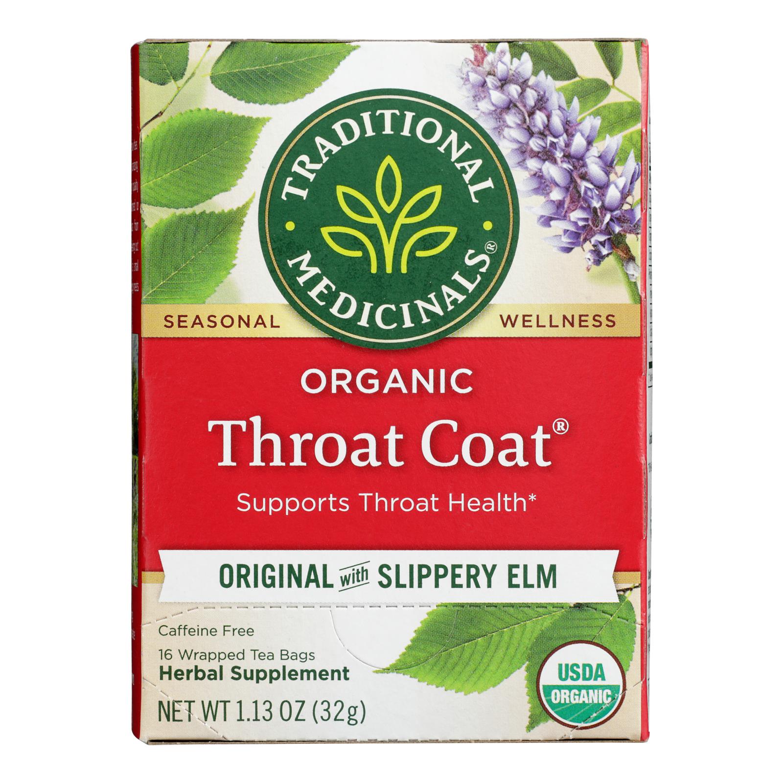 Traditional Medicinals Organic Throat Coat Herbal Tea - 16 Tea Bags - Case Of 6