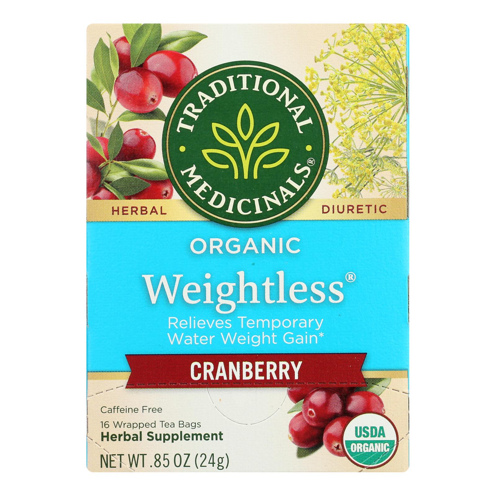 Traditional Medicinals Organic Weightless Cranberry Herbal Tea - 16 Tea Bags - Case Of 6