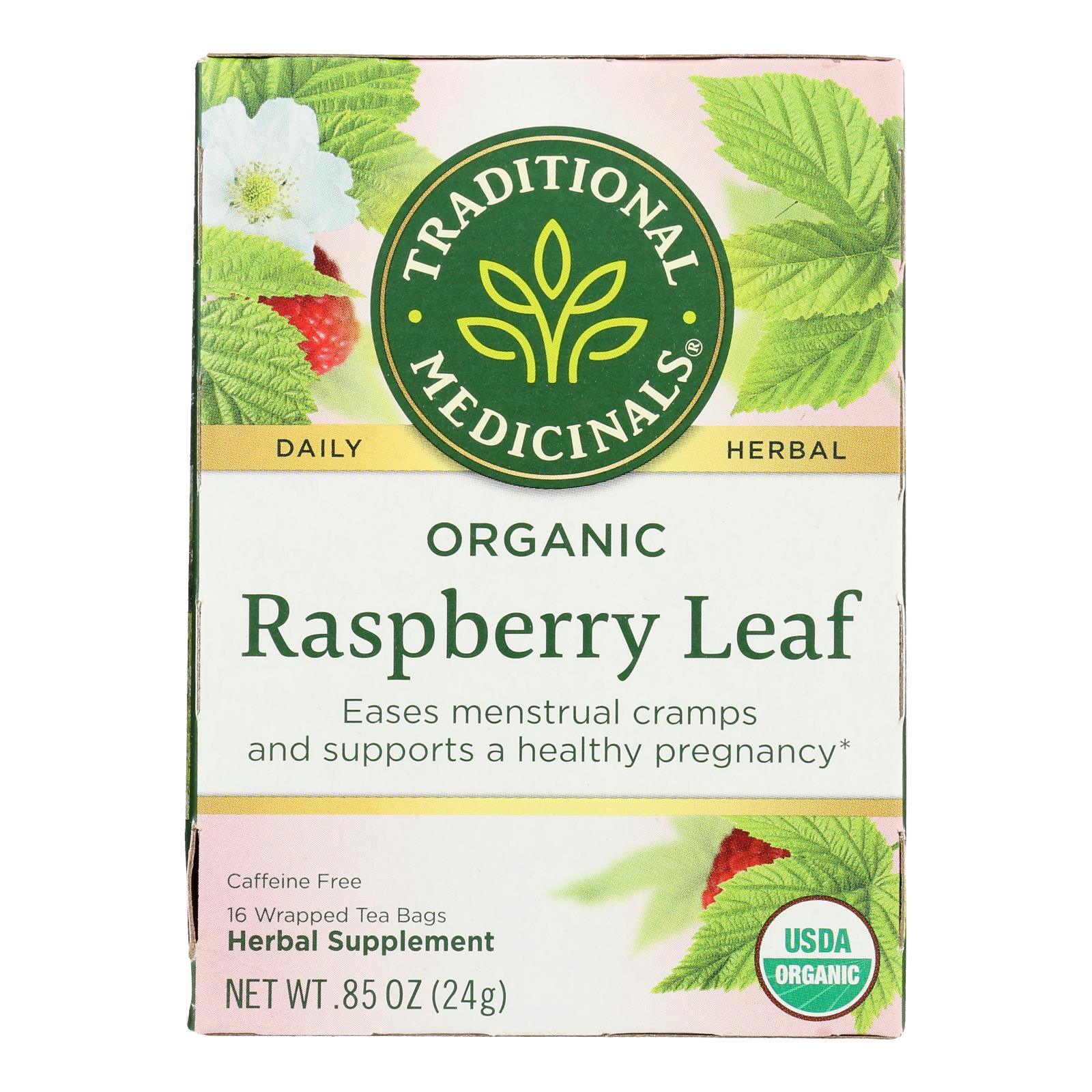 Traditional Medicinals Organic Raspberry Leaf Herbal Tea - 16 Tea Bags - Case Of 6