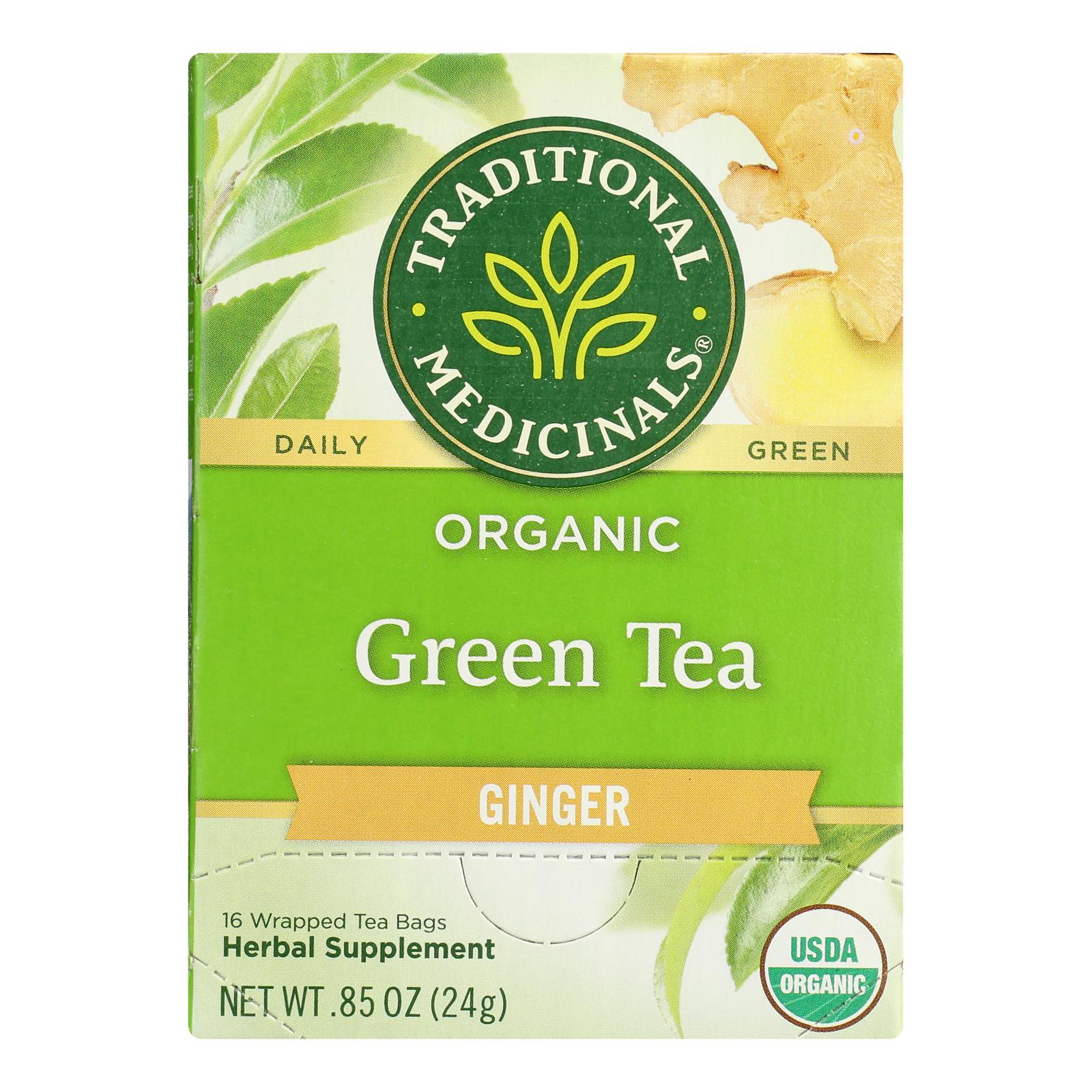 Traditional Medicinals Organic Green Tea Ginger - Case Of 6 - 16 Bags