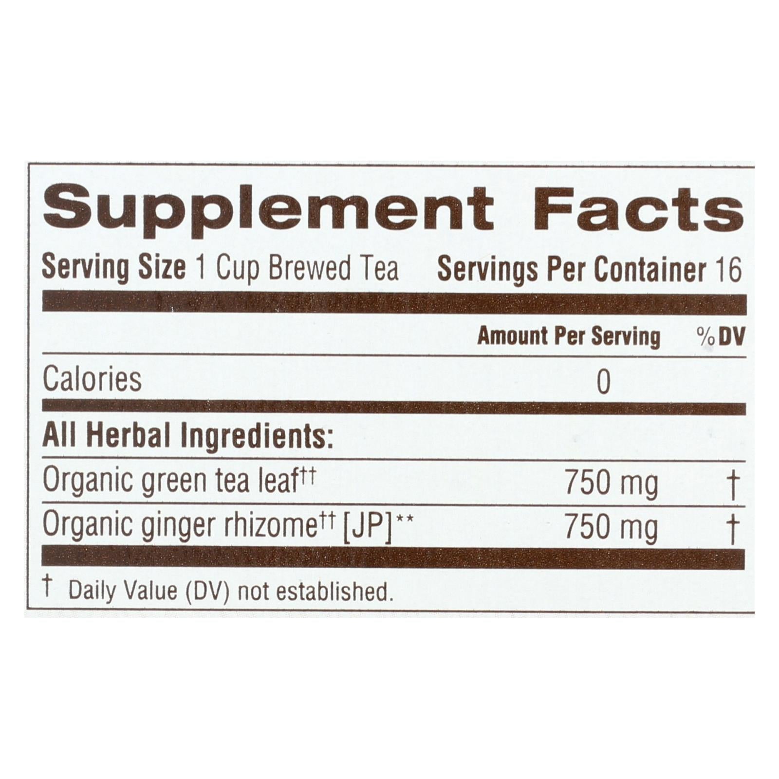 Traditional Medicinals Organic Green Tea Ginger - Case Of 6 - 16 Bags