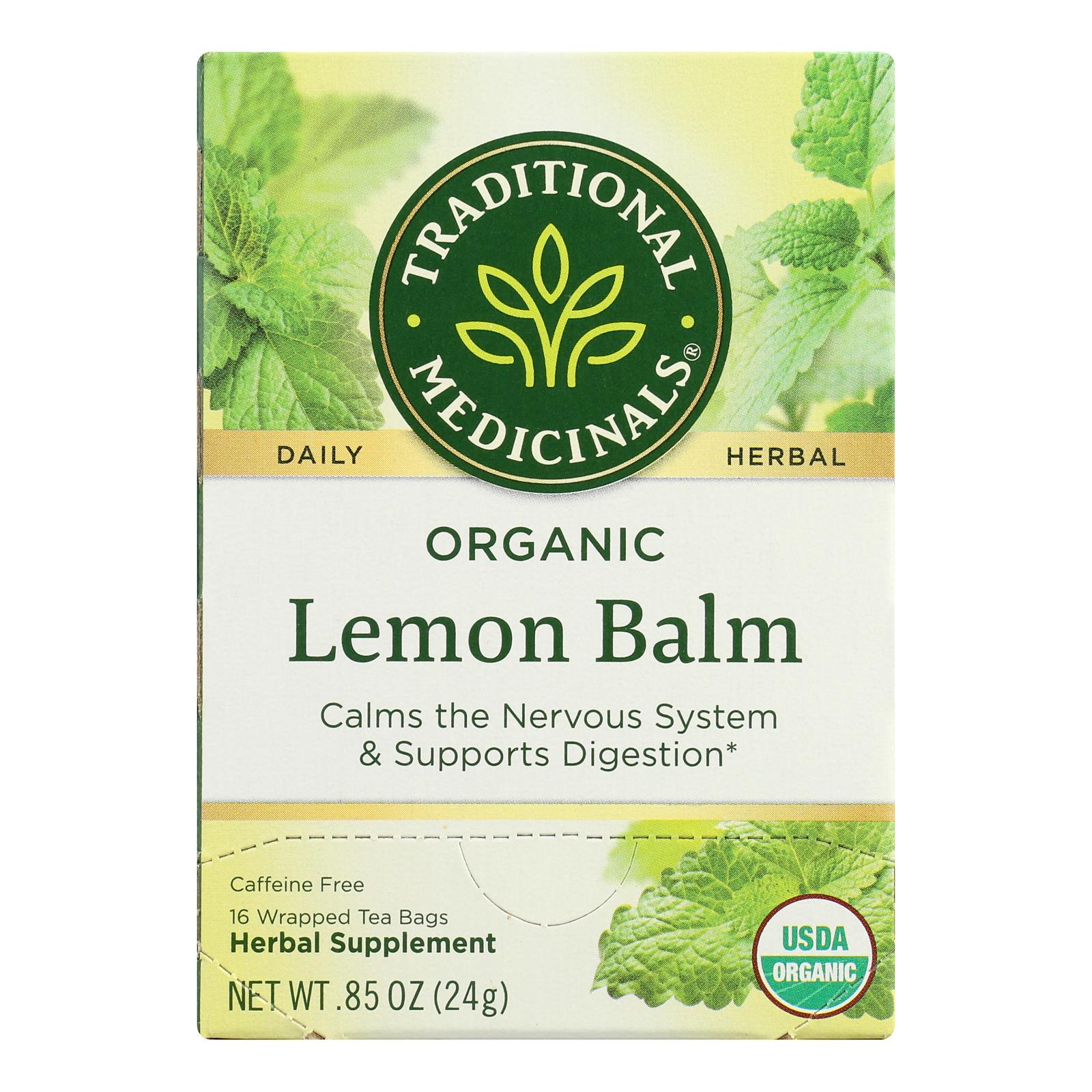 Traditional Medicinals Organic Herbal Tea - Lemon Balm Lemon Bal Og2 - Case Of 6 - 16 Bags