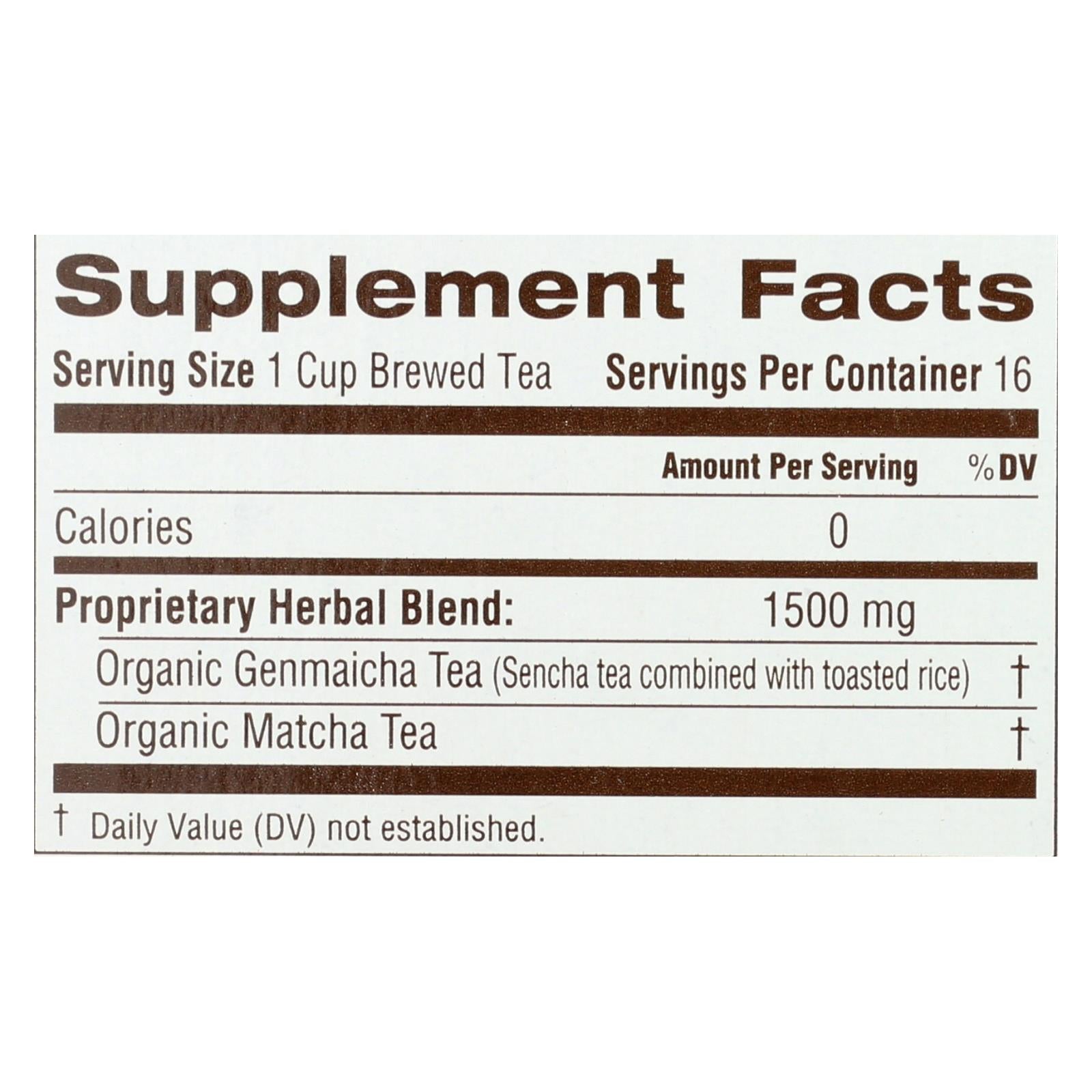 Traditional Medicinals - Green Tea Mtcha W/rce - Case of 6 - 16 BAG