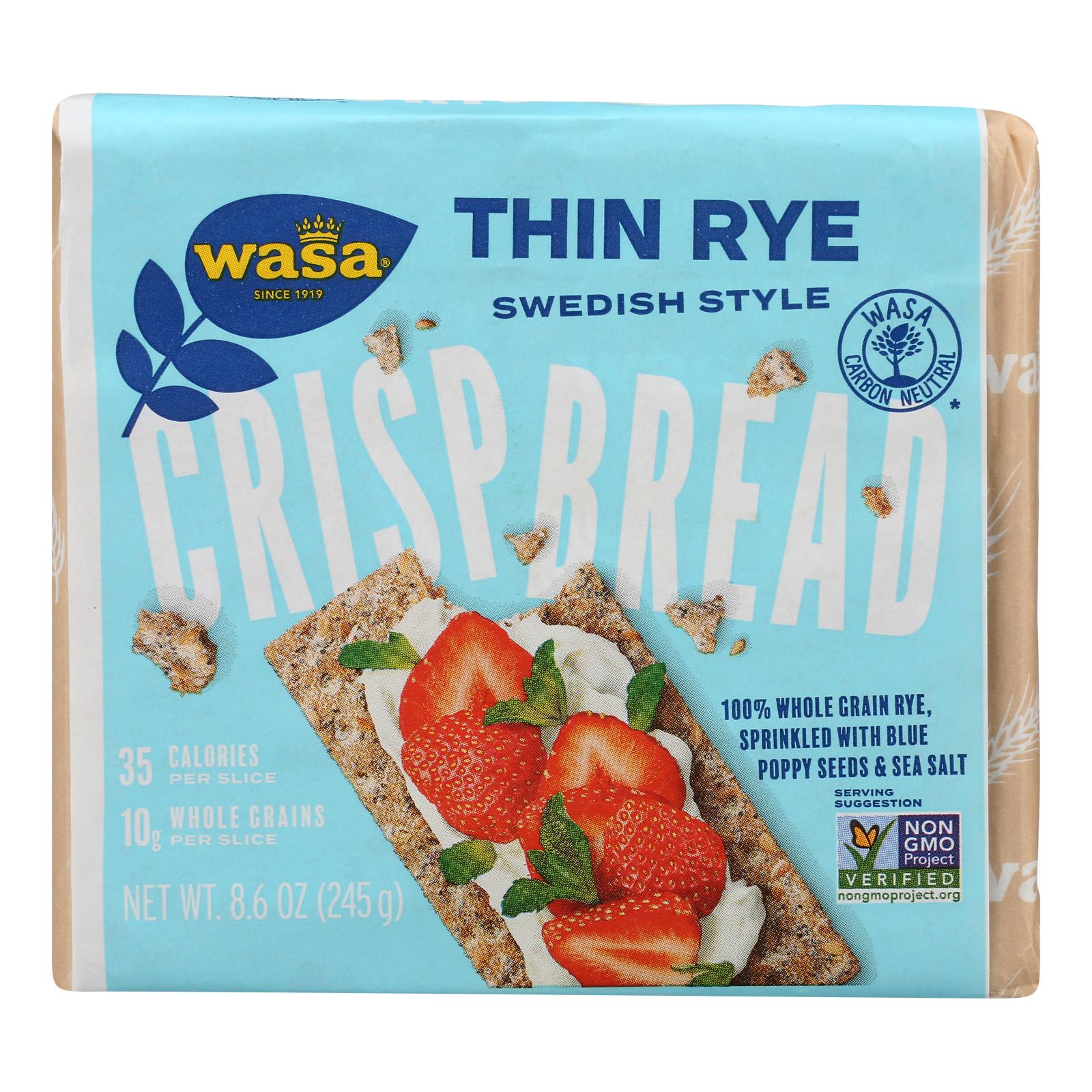 Wasa Crispbread - Crispbread Thin Rye 100 - Case Of 12 - 8.6 Oz