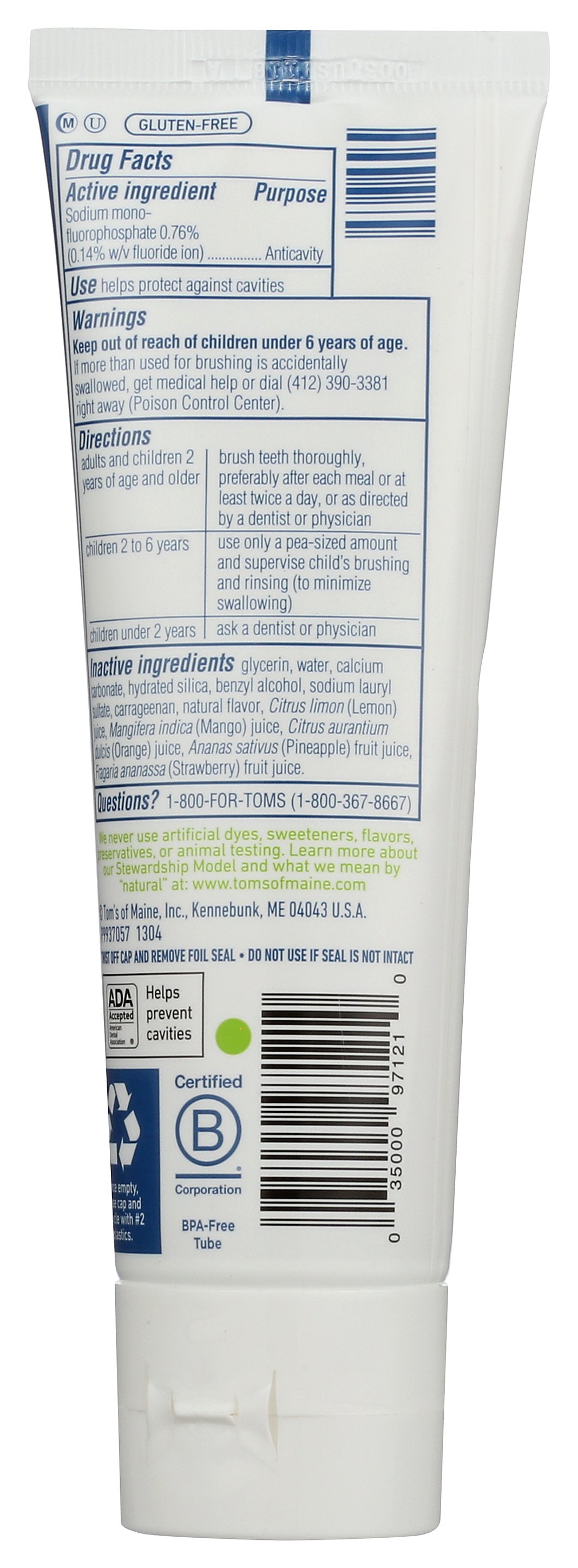 TOMS OF MAINE TTHPSTE ANTICV ORNG MNGO - Case of 3