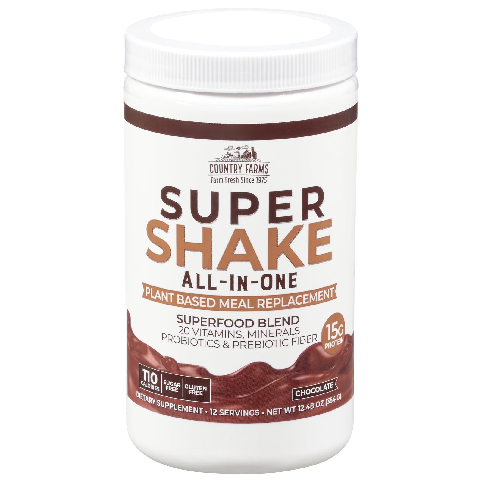 Country Farms - Super Shake Powder Chocolate - 1 Each-12.48 OZ