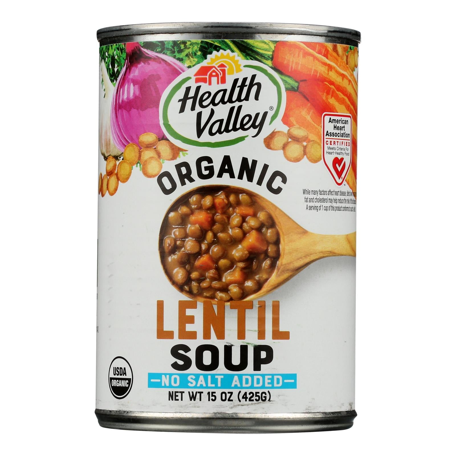 Health Valley Organic Soup - Lentil No Salt Added - Case Of 12 - 15 Oz.