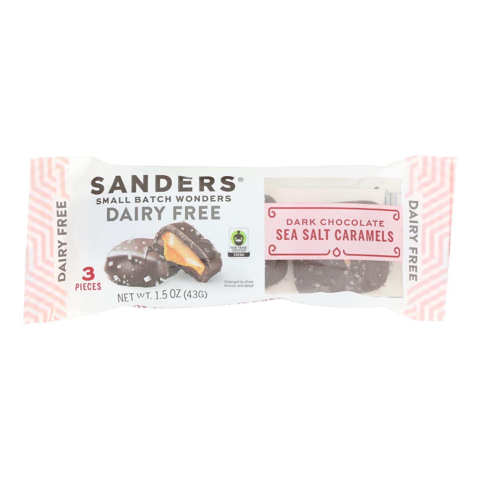 Sanders - Caramels Dark Chocolate Sea Salt - Case of 8 - 1.5 Ounces