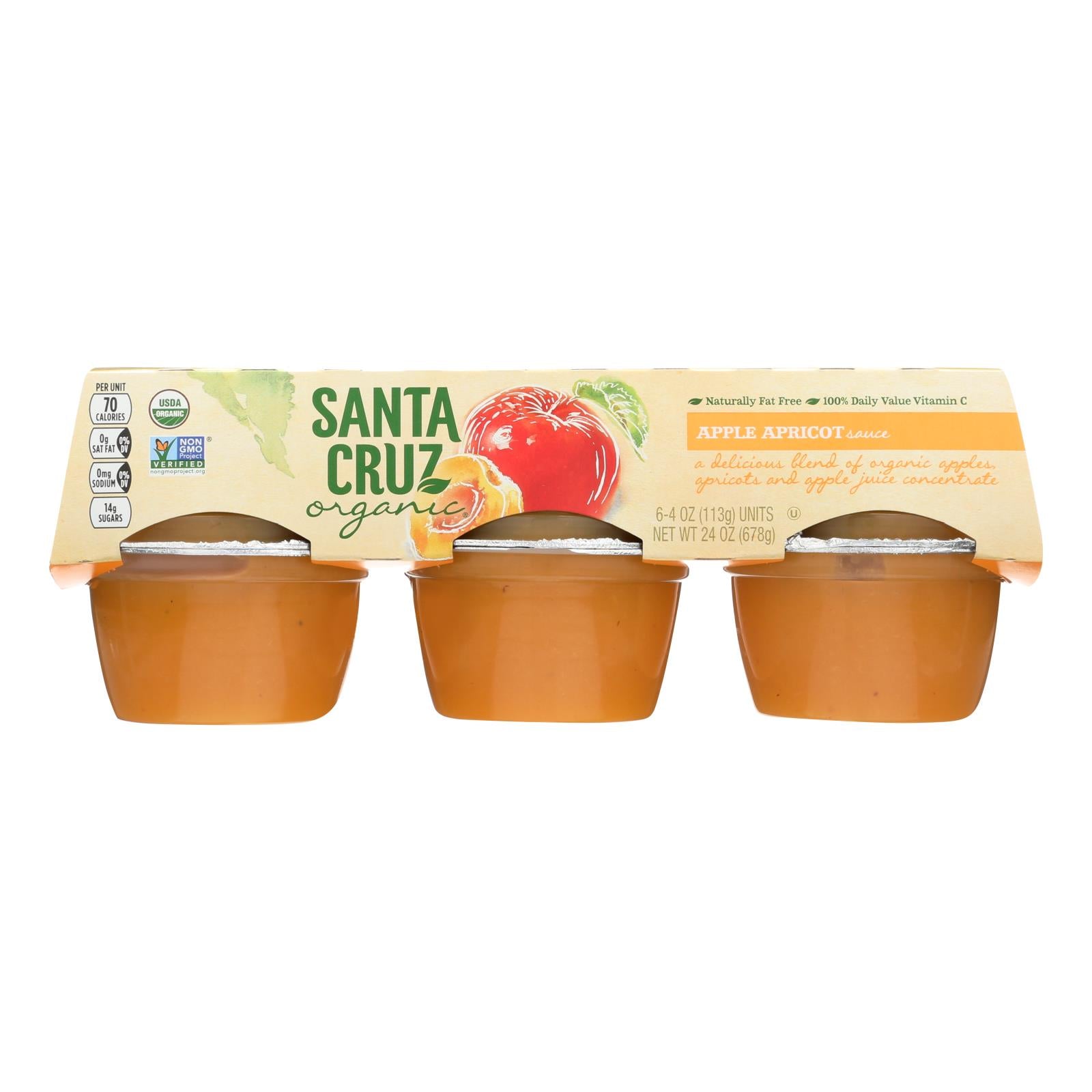 Santa Cruz Organic Apple Sauce - Apricot - Case Of 12 - 4 Oz.