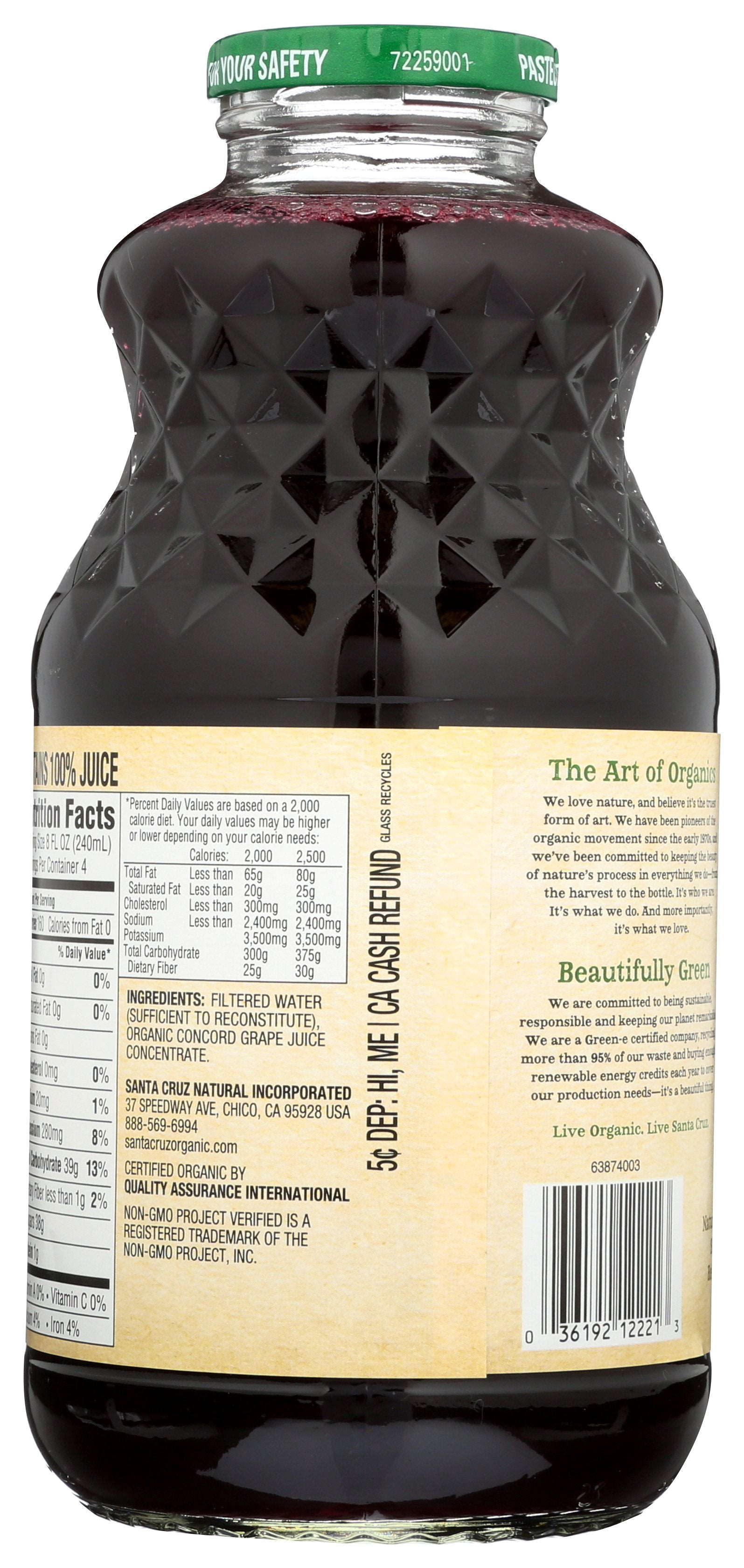 SANTA CRUZ JUICE GRAPE CONCORD - Case of 6