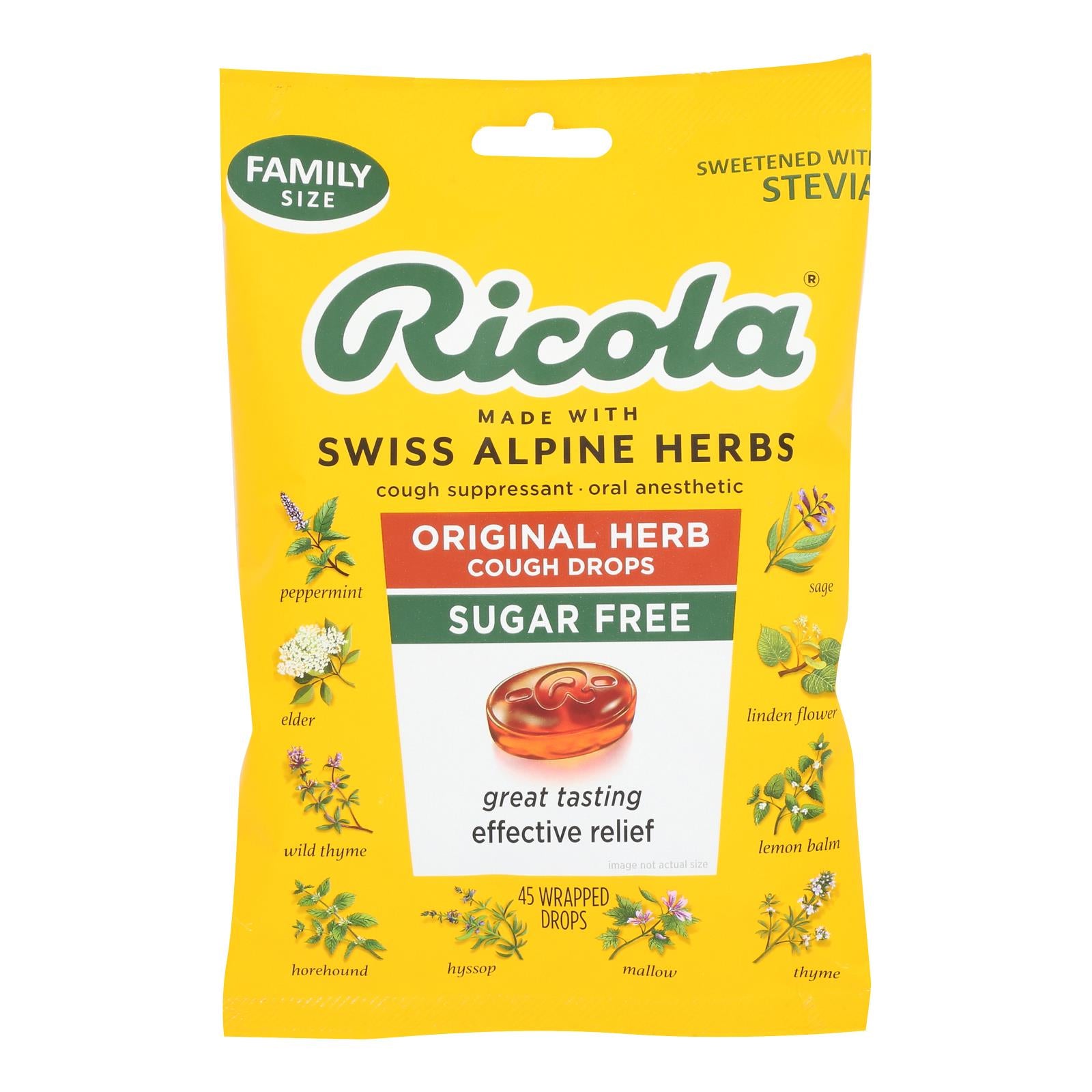 Ricola - Cghdrop Mnthrb Sugar Free W/stvia - Case of 6 - 45 CT