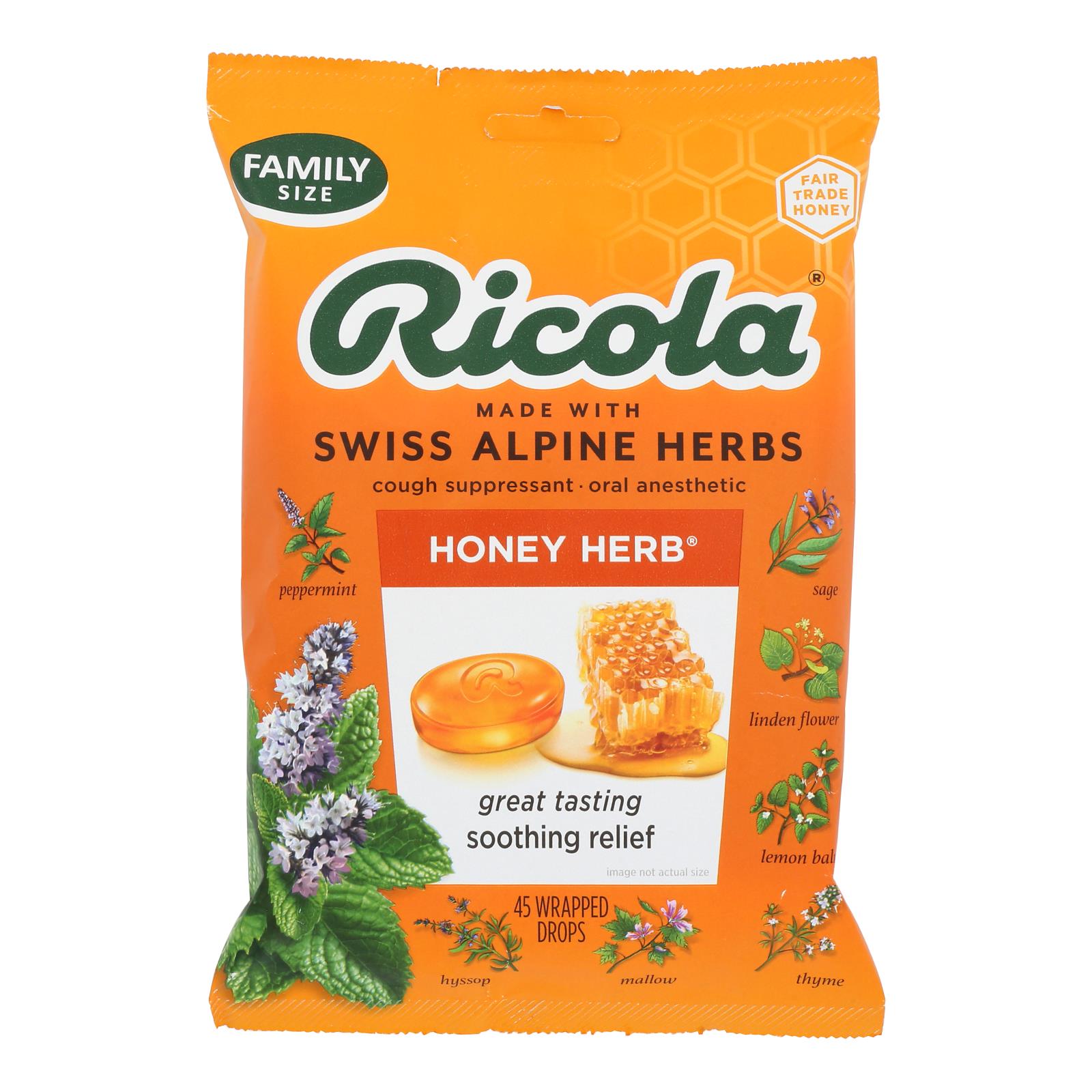 Ricola - Cough Drop Honey Herb - Case Of 6-45 Ct