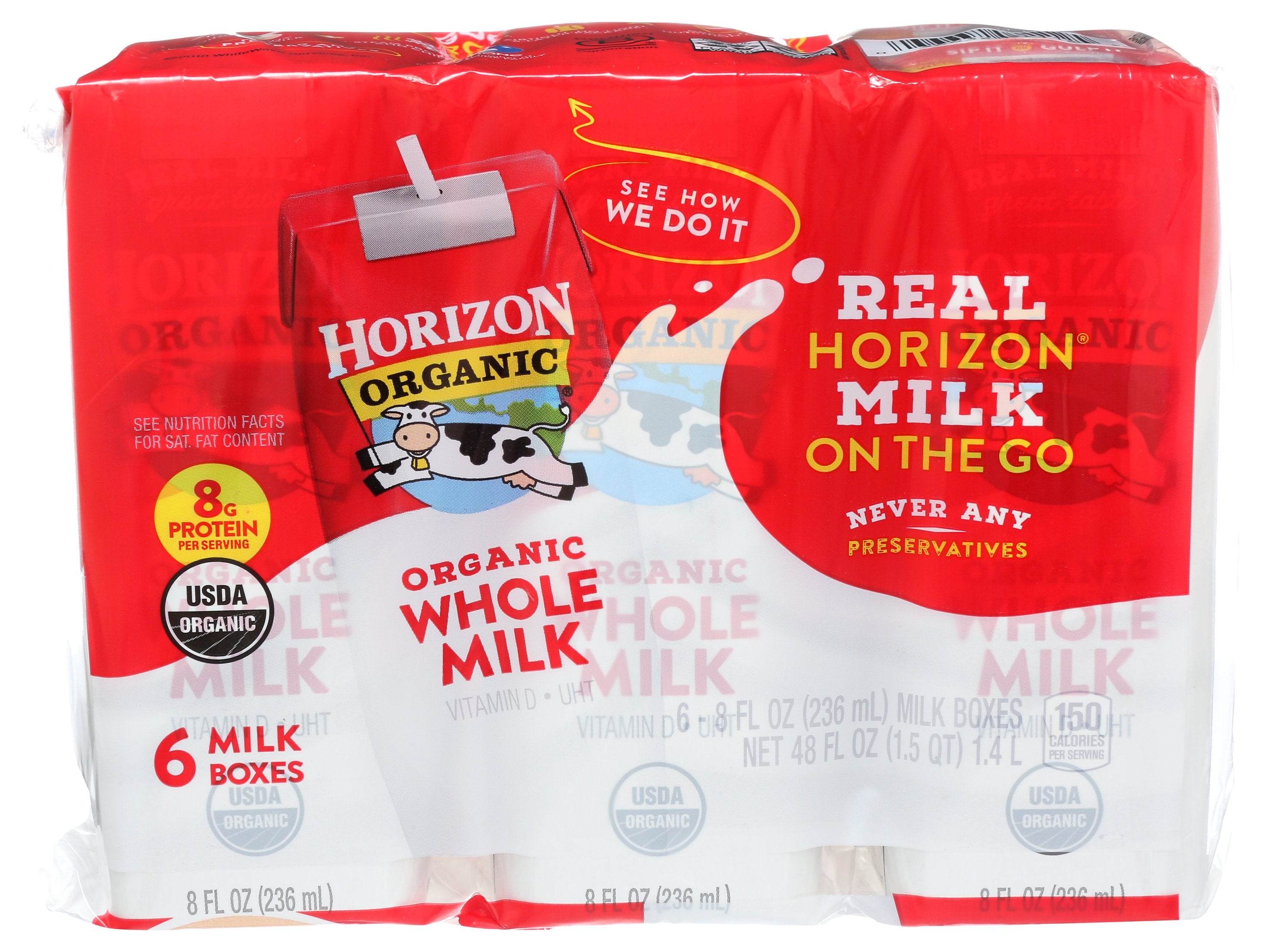 HORIZON MILK WHOLE PLAIN 6X8OZ - Case of 3