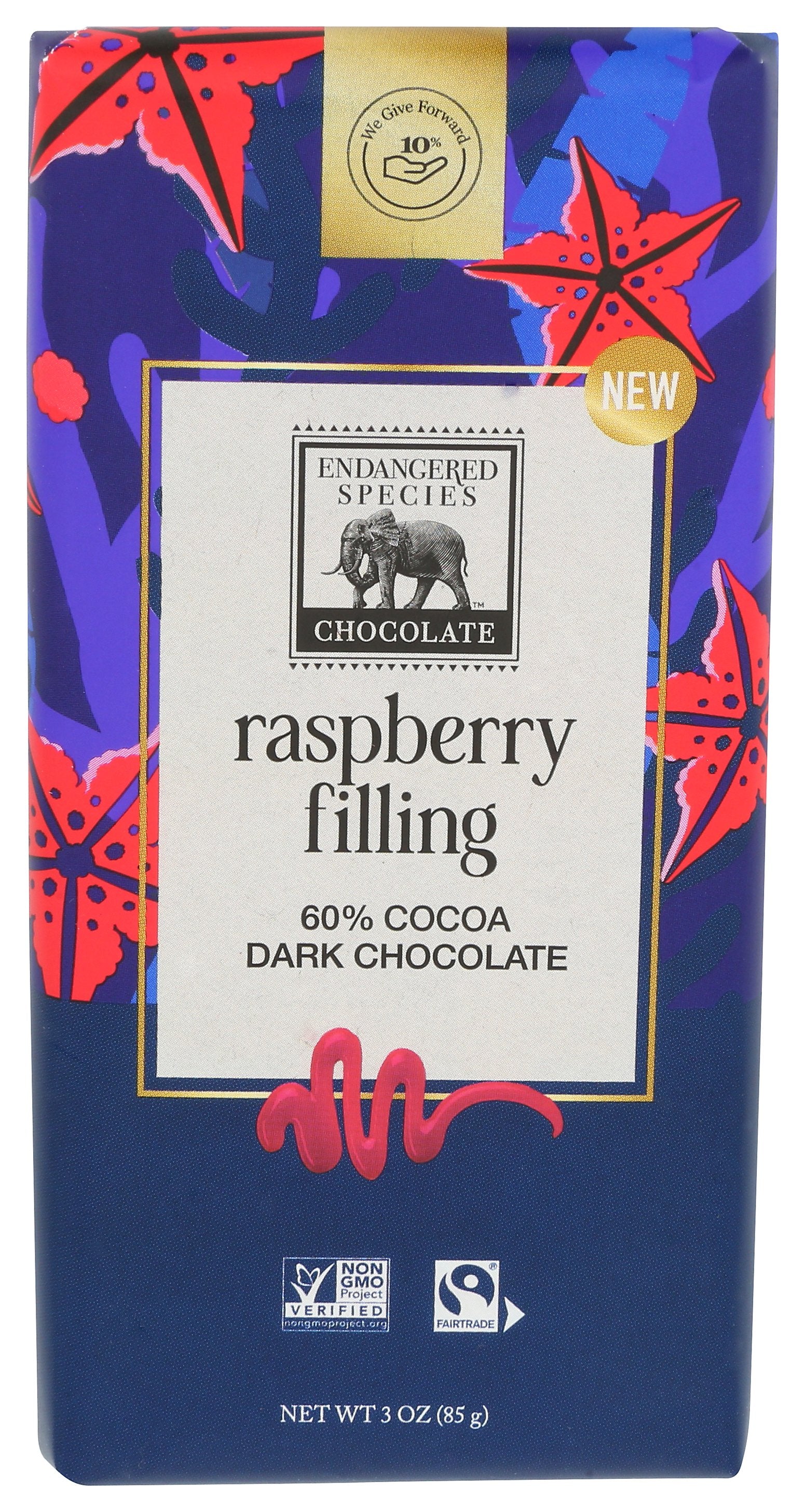 ENDANGERED SPECIES BAR CHOC RASPBERRY - Case of 12