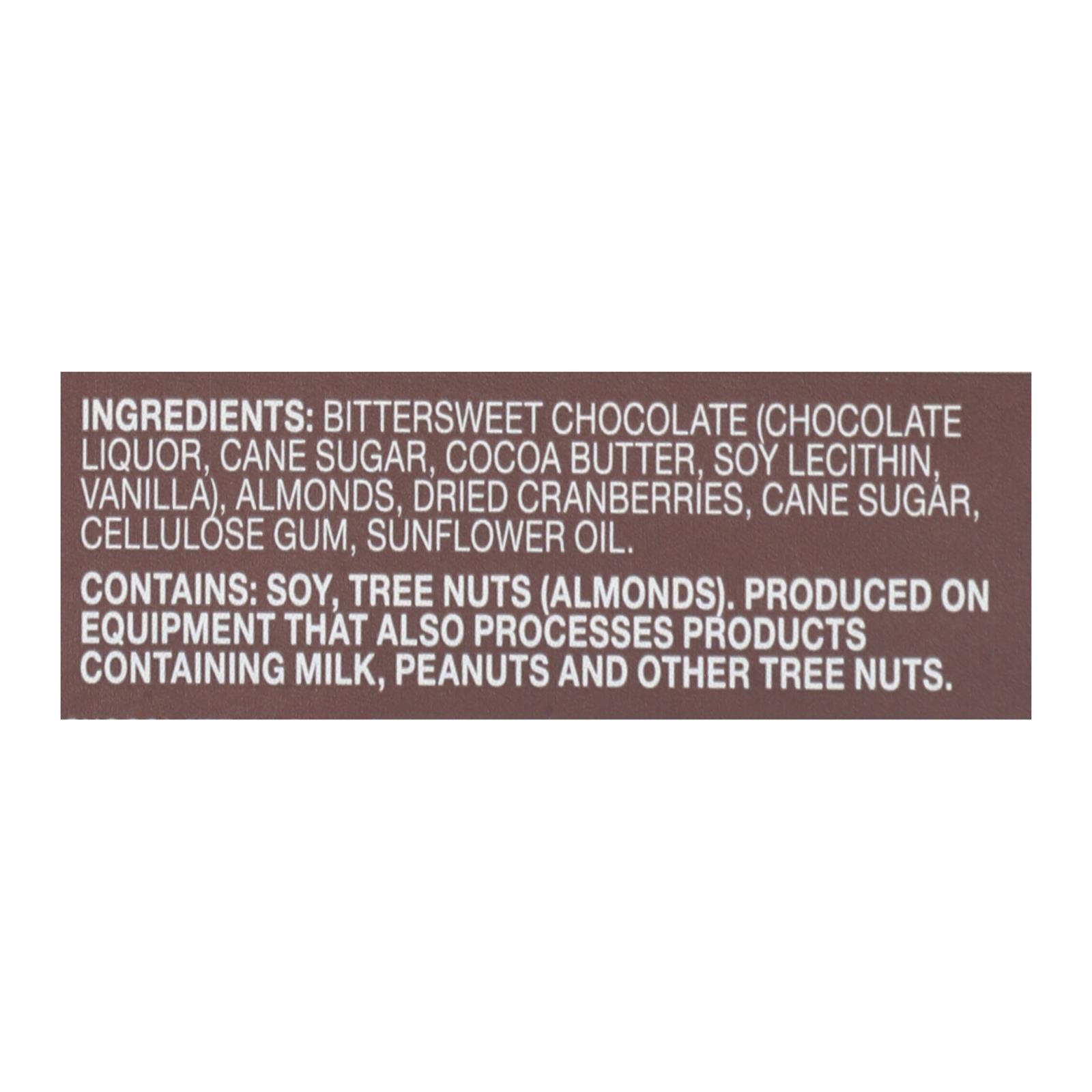 Endangered Species Natural Chocolate Bars - Dark Chocolate - 72 Percent Cocoa - Cranberries and Almonds - 3 oz Bars - Case of 12