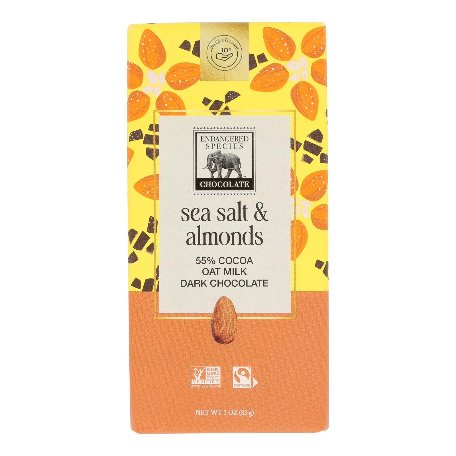 Endangered Species Chocolate - Dark Chocolate Oat Milk Sea Salt - Case of 12-3 OZ