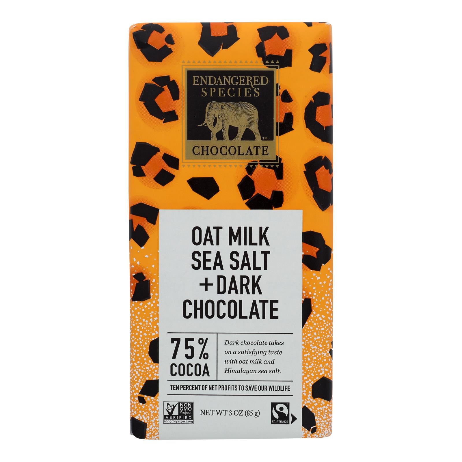Endangered Species Chocolate - Dark Chocolate Hmln Slt.oat Milk - Case of 12-3 OZ