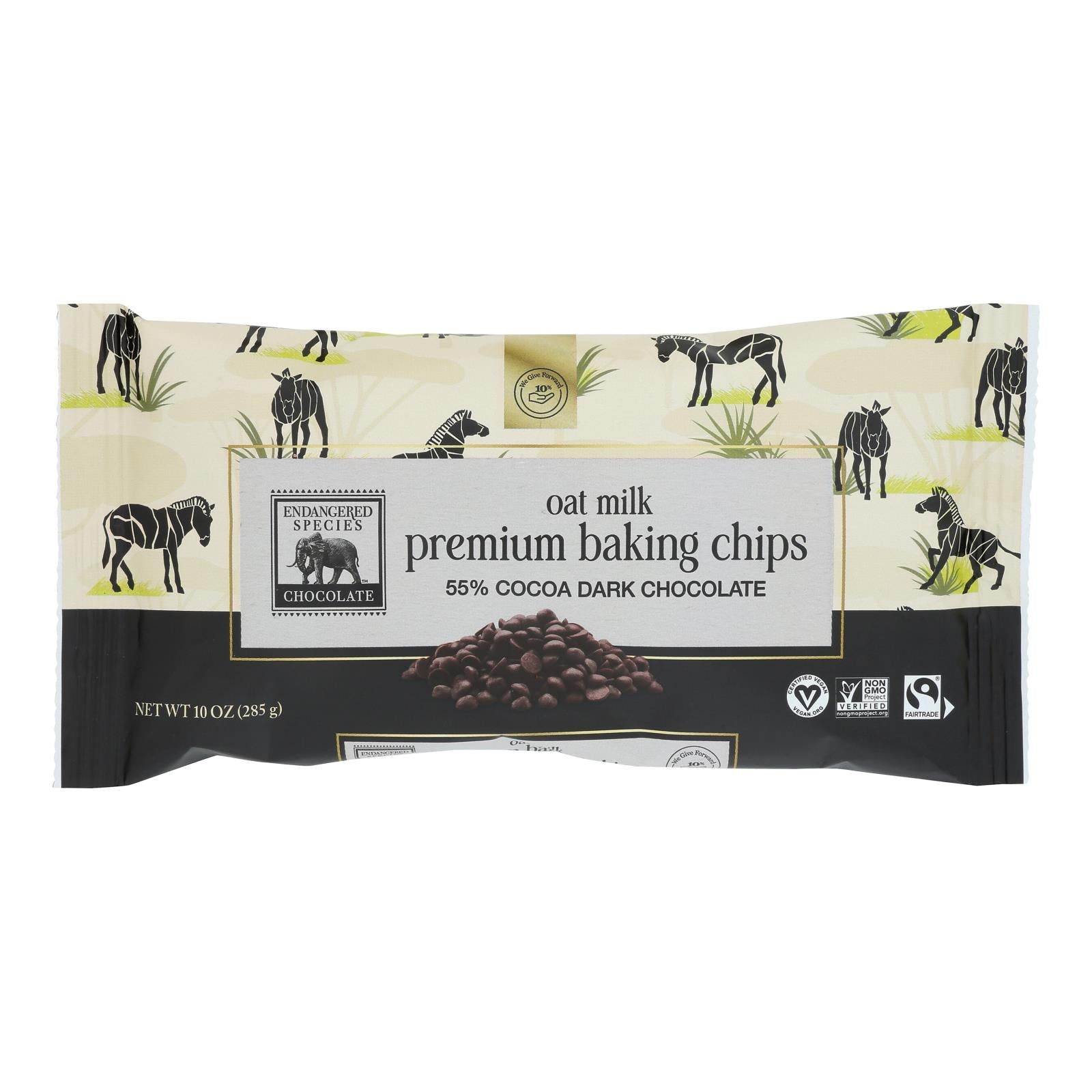 Endangered Species Chocolate - Bking Chip Oatmlk Dark Chocolate - Case Of 6-10 Oz