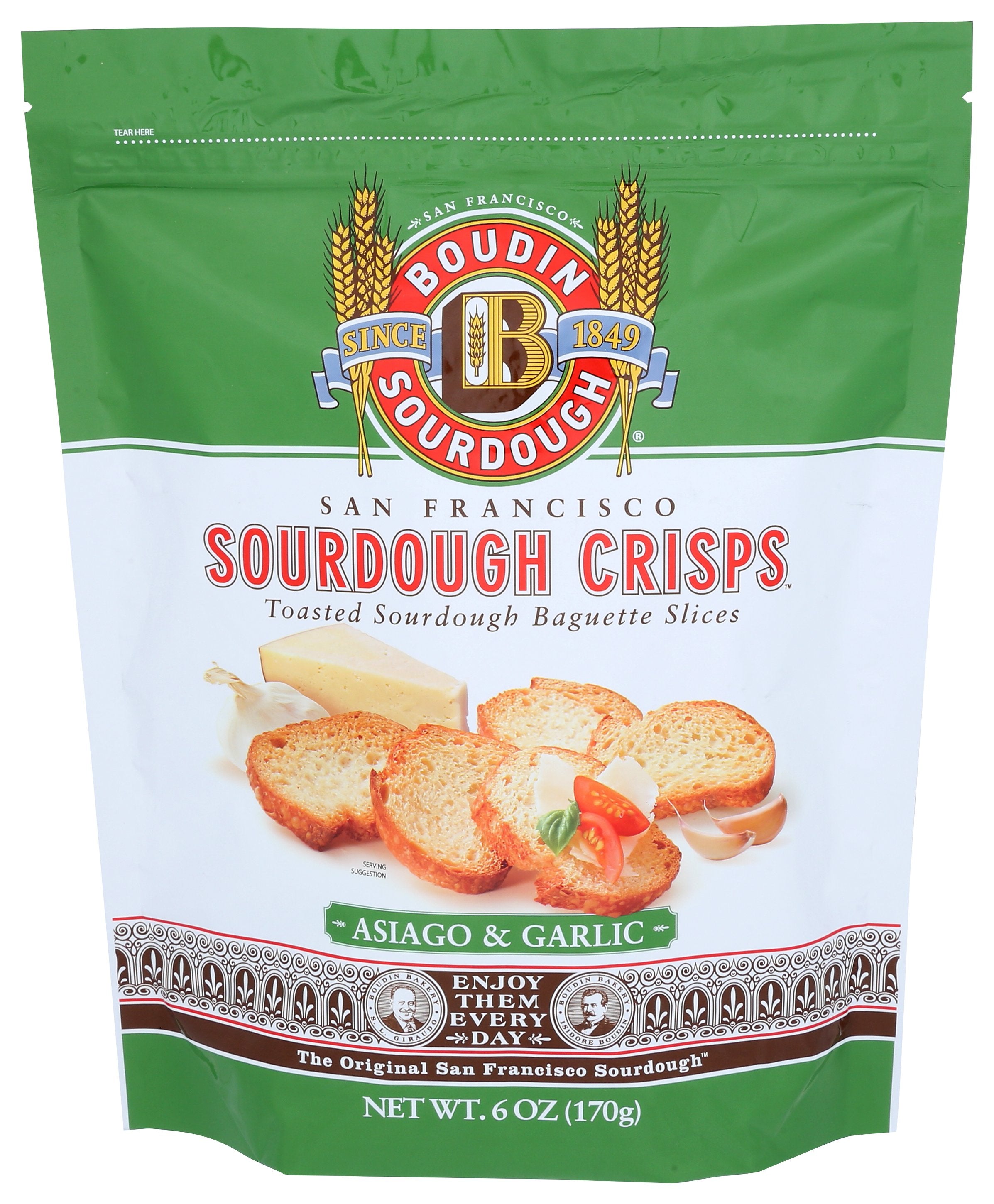 BOUDIN SOURDOUGH CRISPS ASIAGO GARLIC - Case of 11