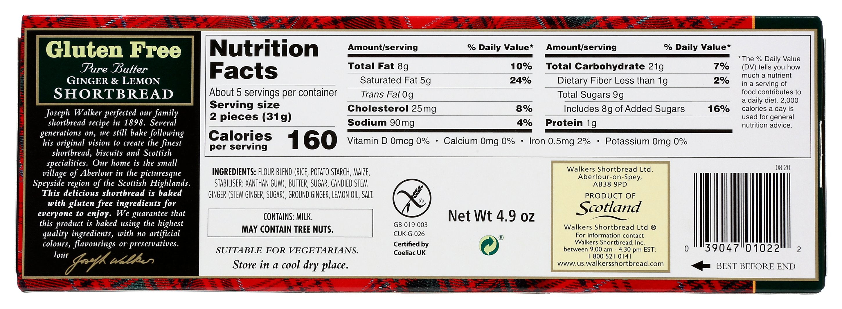 WALKERS COOKIE  GINGR LEMN SHRTBR - Case of 6