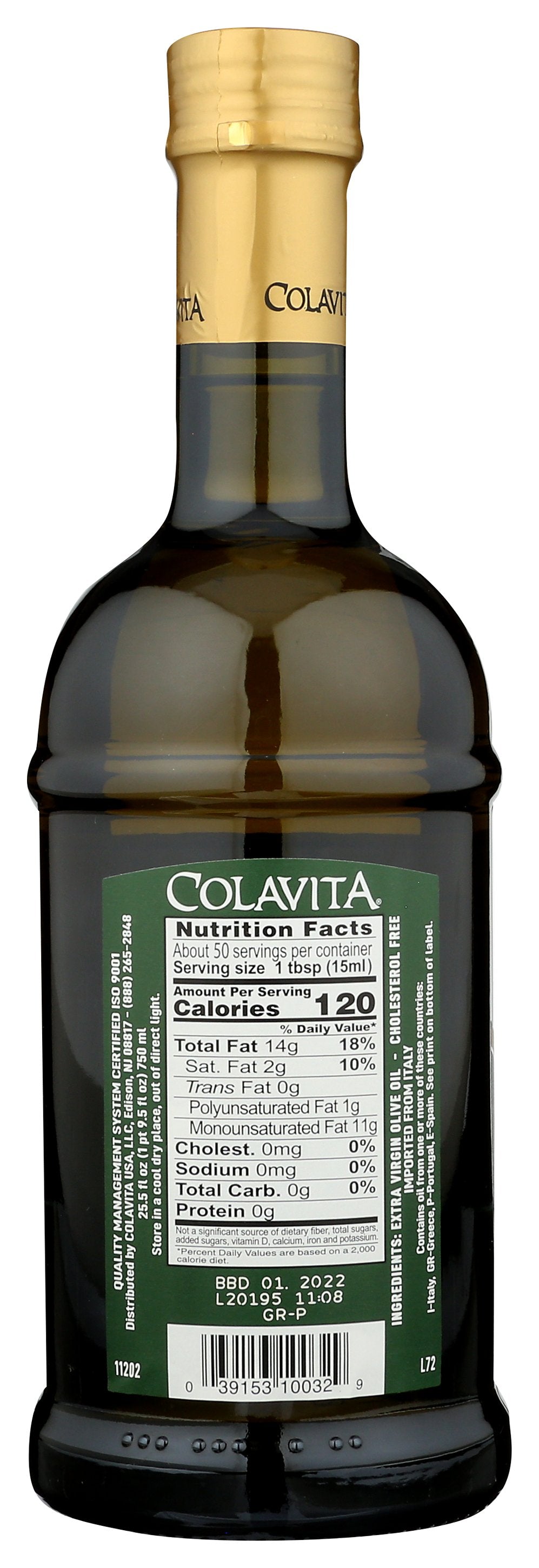 COLAVITA OIL OLIVE XVRGN - Case of 6 [COL PREMIUM SELECTION EXTRA VIRGIN OLIVE OIL 6X3/4LT (25.5OZ) TIMELESS - 25.5 FO]