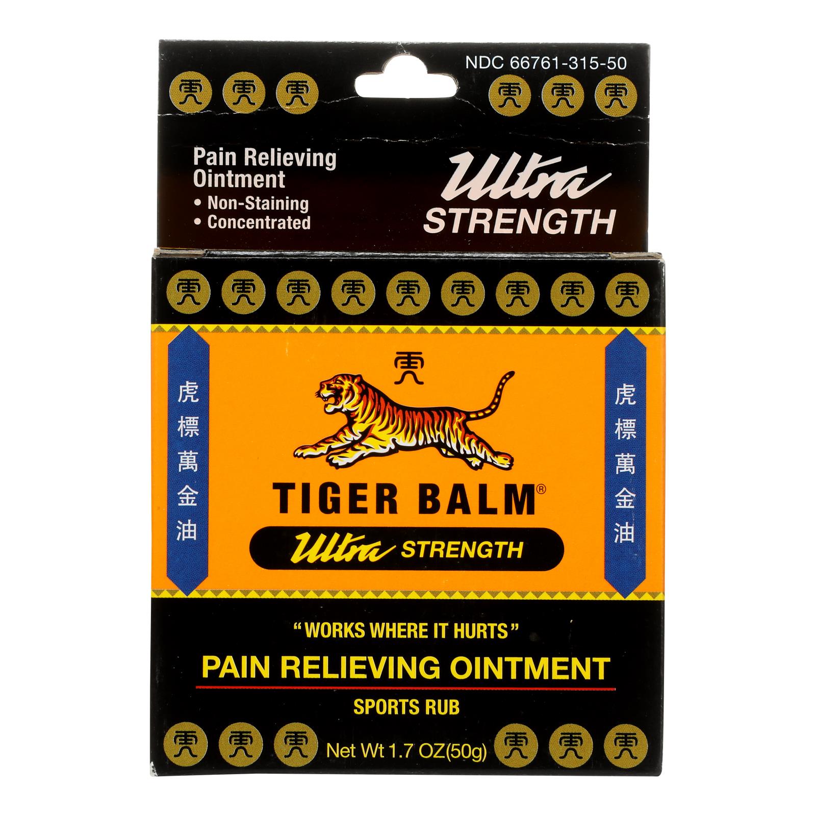 Tiger Balm Pain Relieving Ointment Ultra Strength - Non-staining - 1.7 Oz
