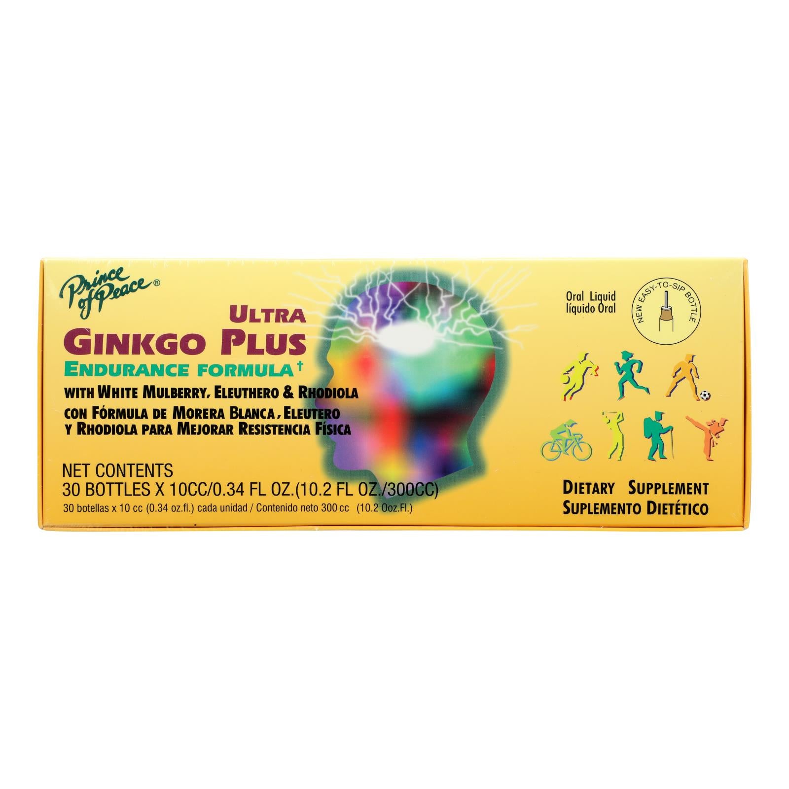 Prince Of Peace Ultra Gingko Plus Endurance Formula - With Eleuthero And Rhodiola - 10 Cc - 30 Vials