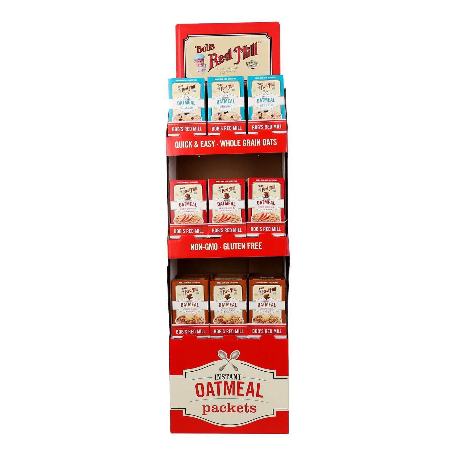 Bob's Red Mill - DisplayInstant Oatmeal Gluten Free Pkt 3flv - Case of 36-CT