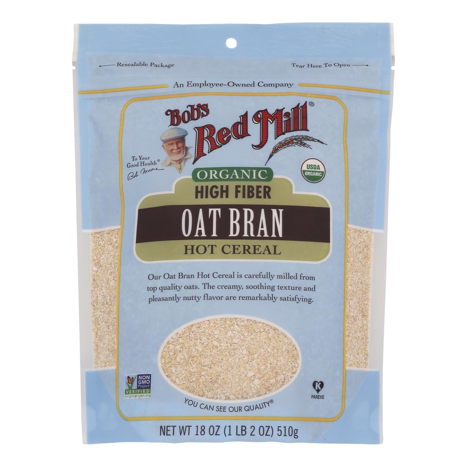 Bob's Red Mill - Oat Bran - Organic High Fiber Hot Cereal - Case Of 4 - 18 Oz.