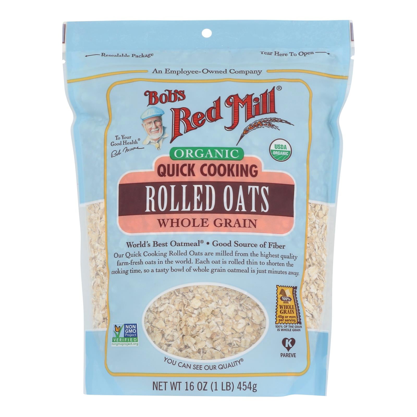 Bob's Red Mill - Oats - Organic Quick Cooking Rolled Oats - Whole Grain - Case Of 4 - 16 Oz.