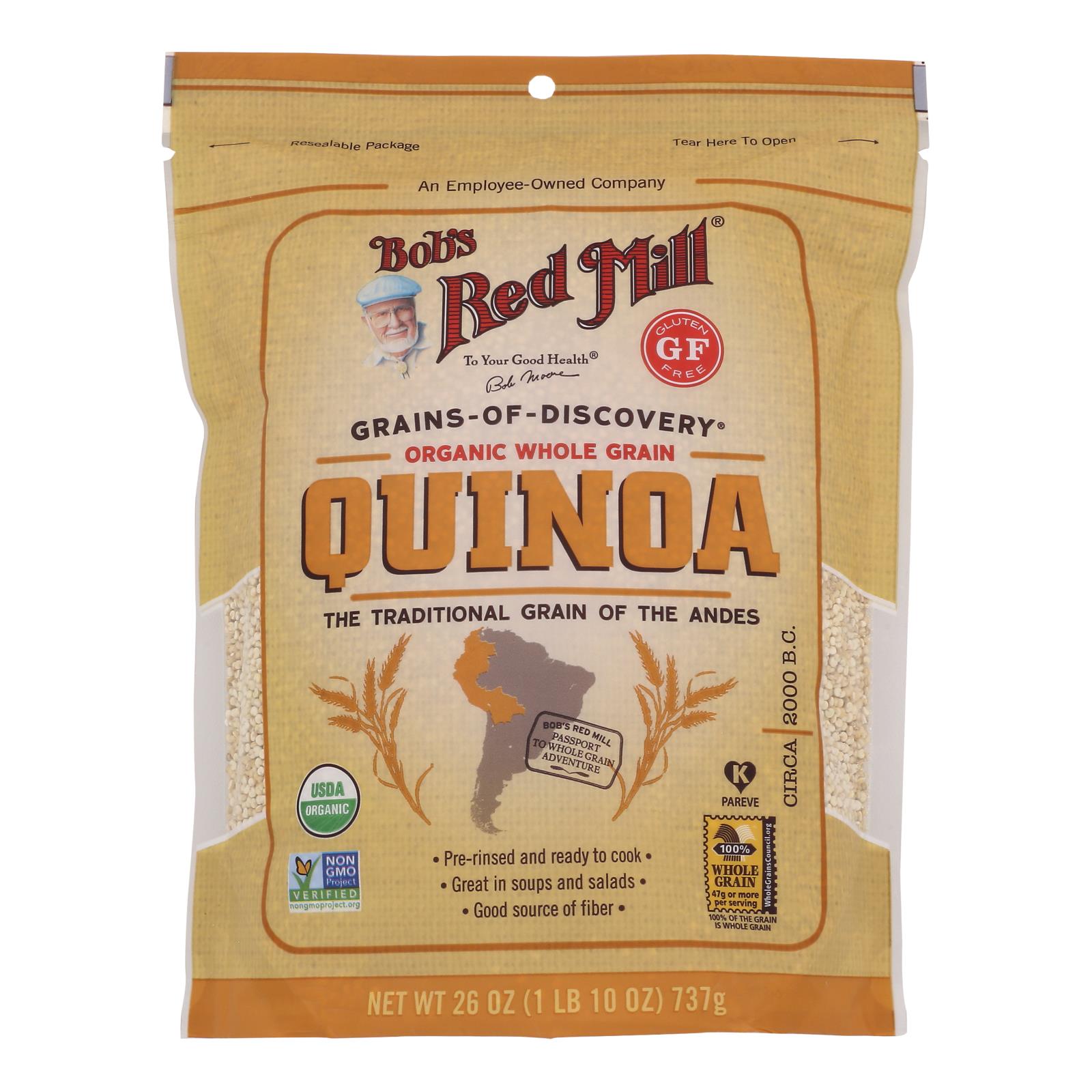 Bob's Red Mill Organic Whole Grain Quinoa - Case Of 4 - 26 Oz